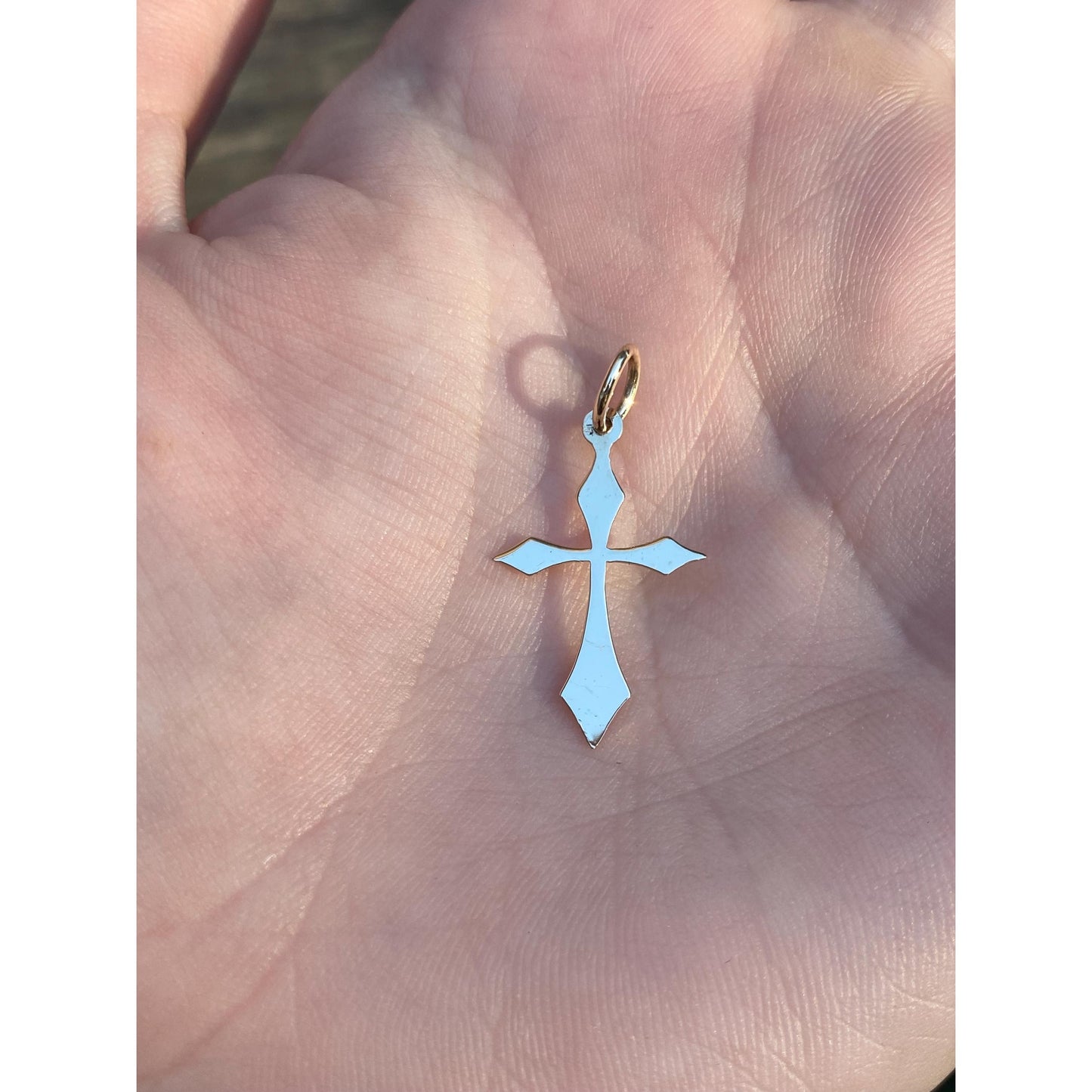 Vintage Solid 14k Yellow Gold Gothic Cross Charm