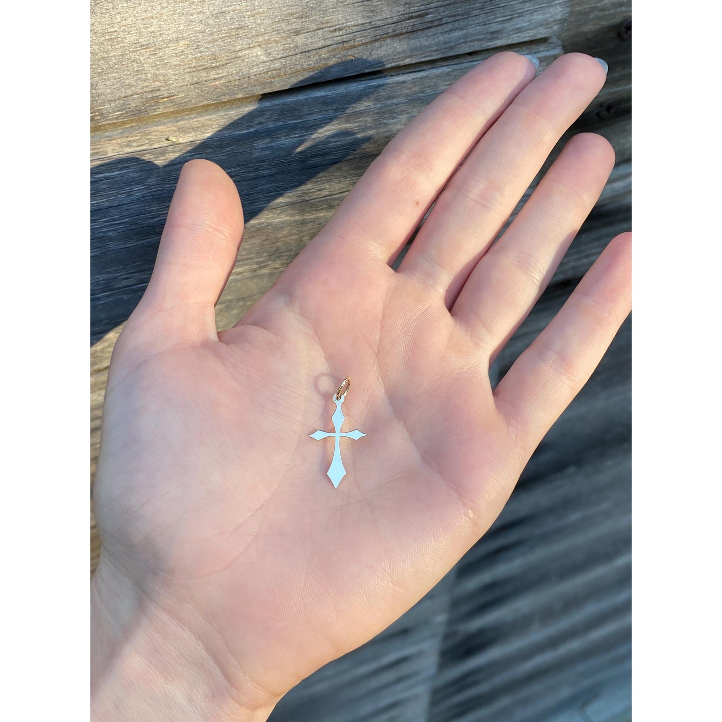 Vintage Solid 14k Yellow Gold Gothic Cross Charm