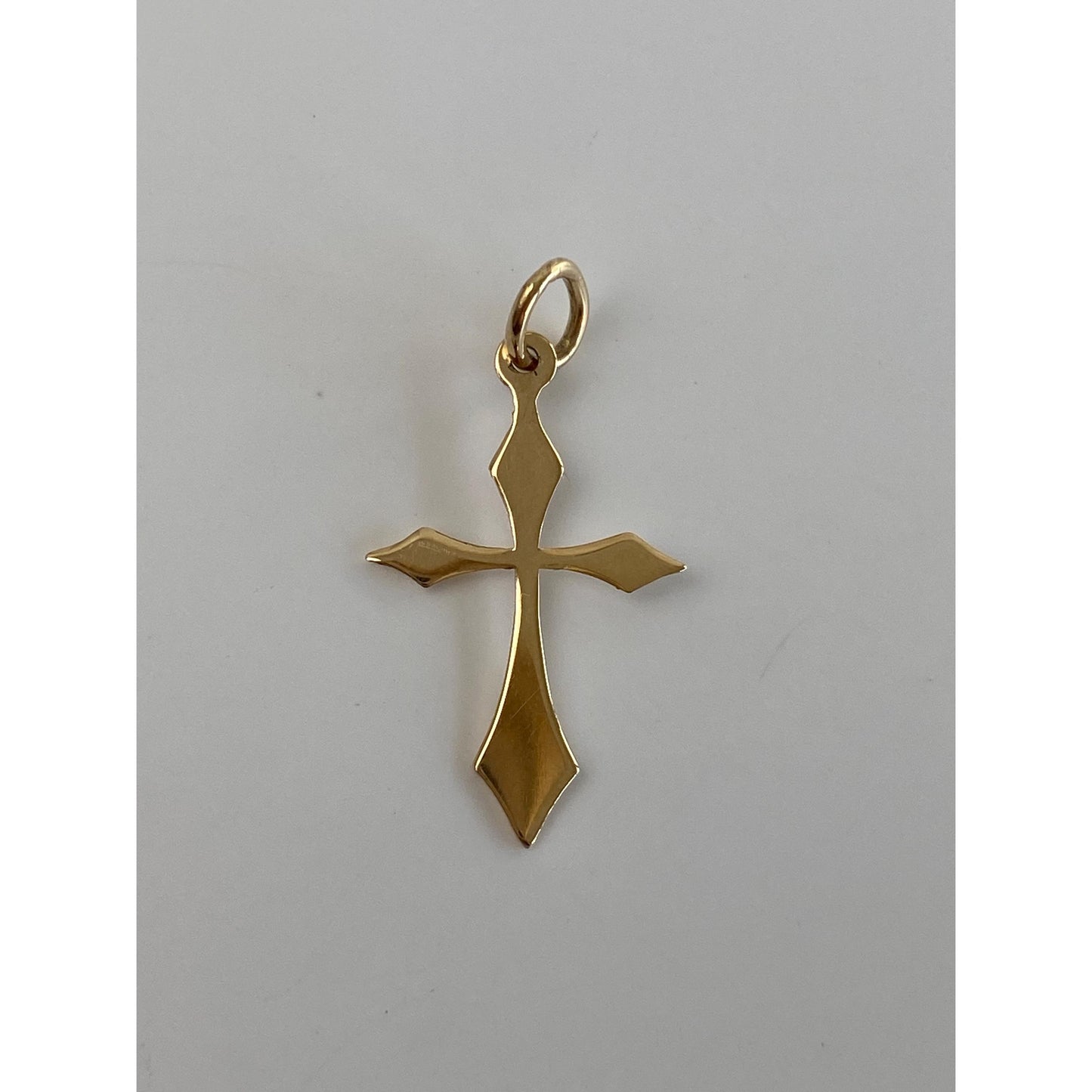 Vintage Solid 14k Yellow Gold Gothic Cross Charm