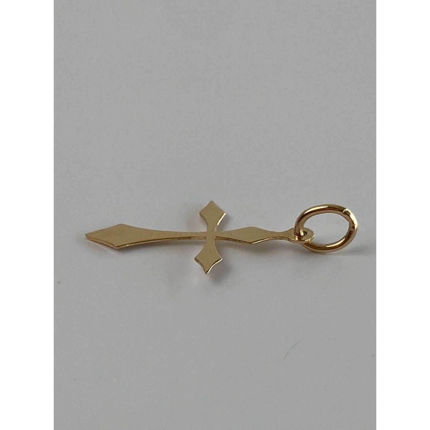 Vintage Solid 14k Yellow Gold Gothic Cross Charm