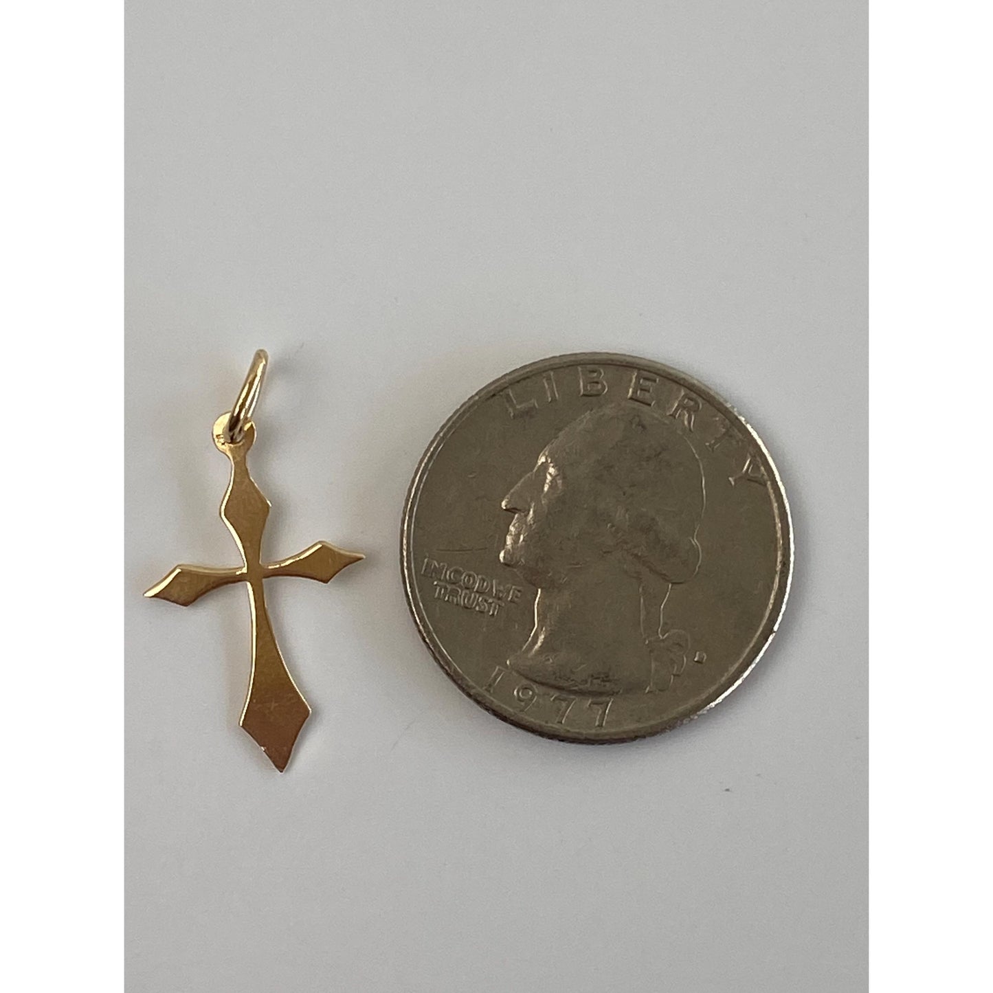 Vintage Solid 14k Yellow Gold Gothic Cross Charm