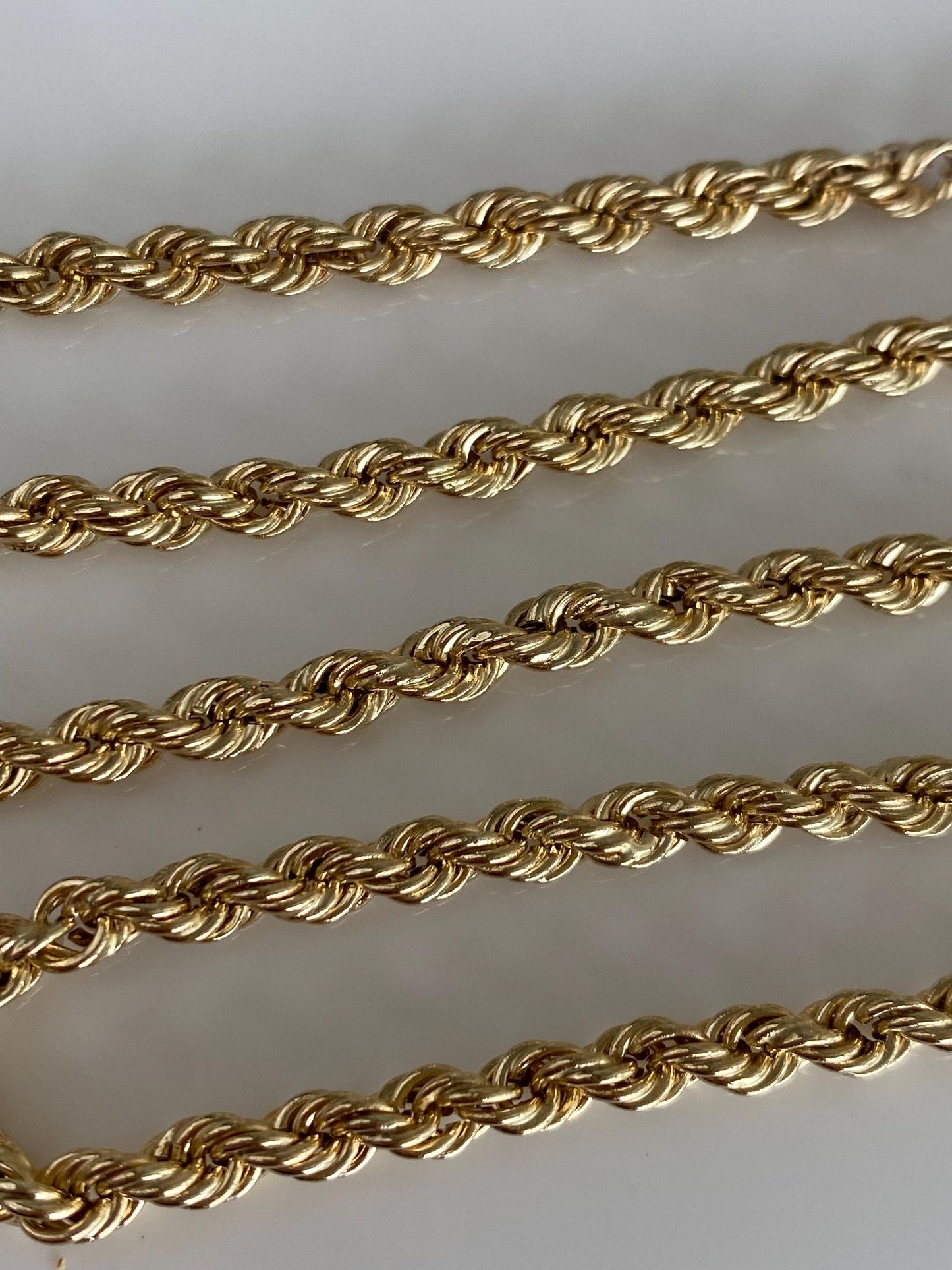 Vintage Solid 14k Yellow Gold Rope Chain Necklace - 16.5 inches