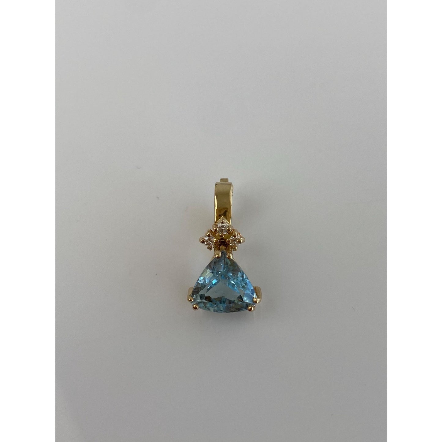 Vintage Solid 14k Yellow Gold Diamond Aquamarine Slide Charm
