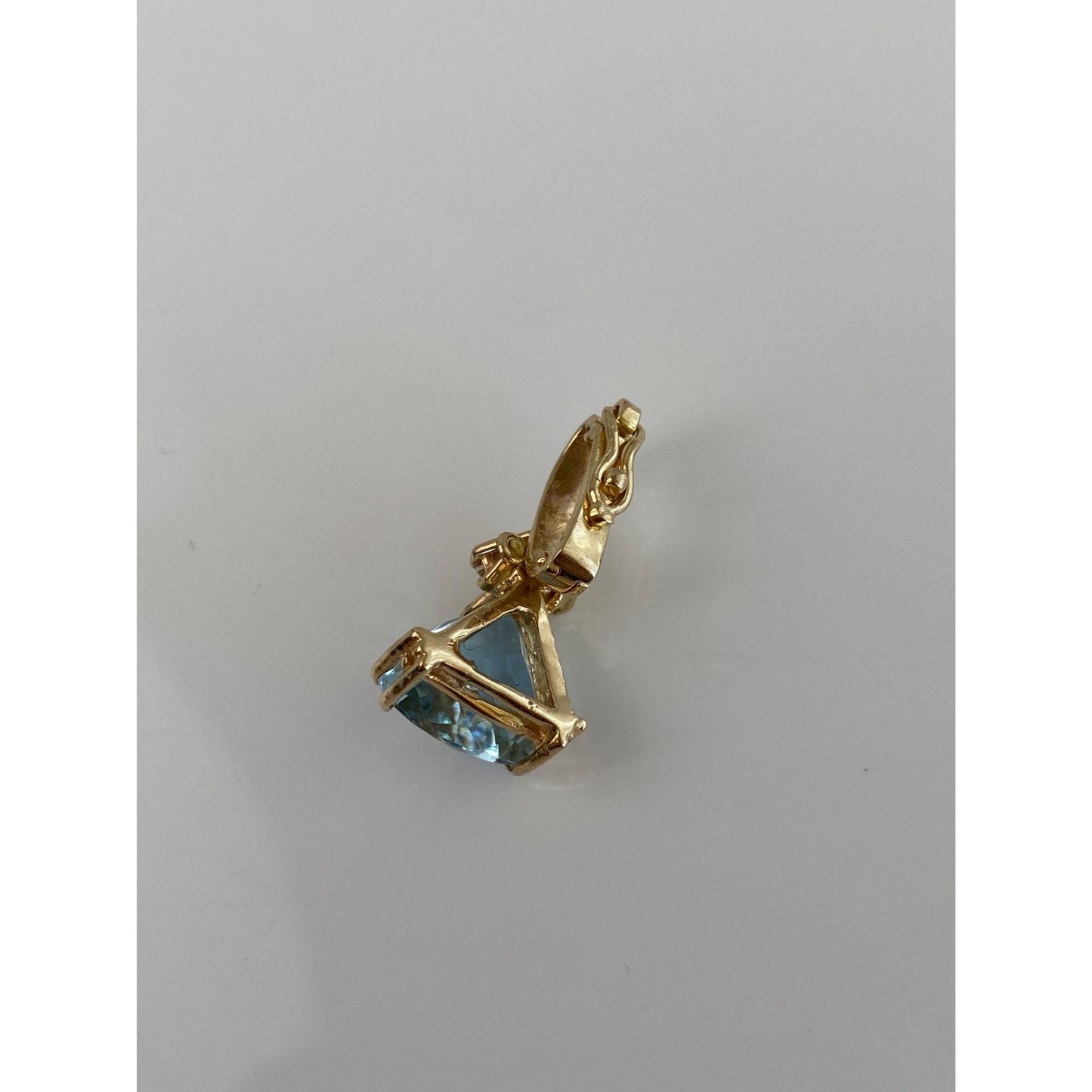 Vintage Solid 14k Yellow Gold Diamond Aquamarine Slide Charm