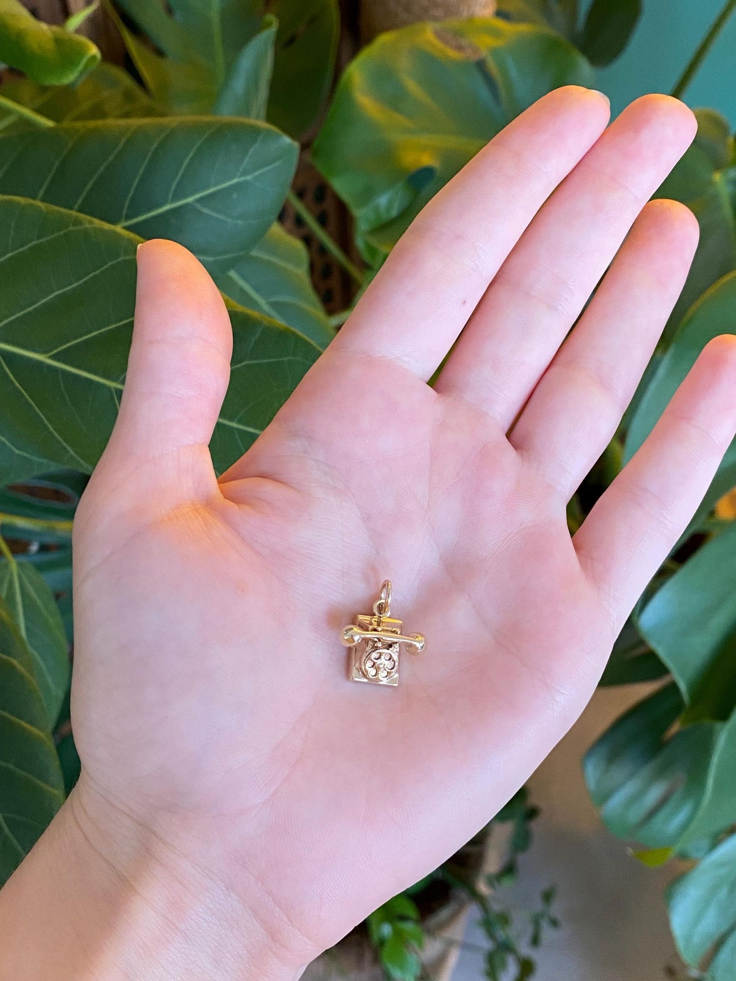 Vintage Solid 10k Yellow Gold Telephone Charm