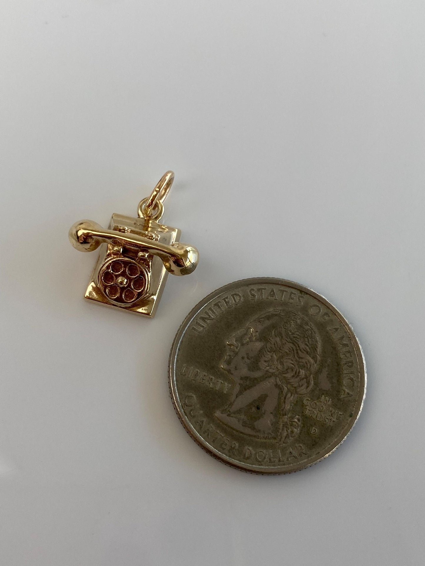 Vintage Solid 10k Yellow Gold Telephone Charm
