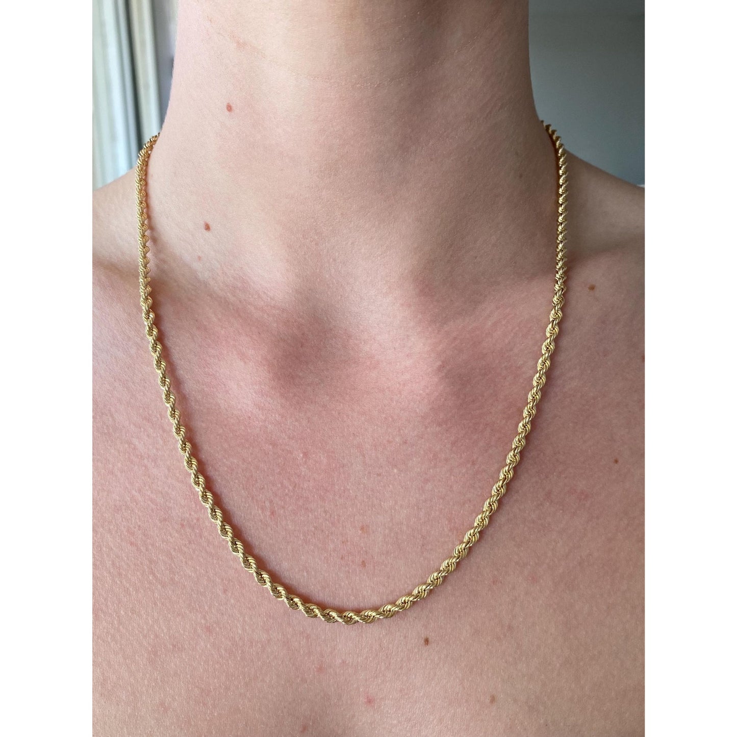 Vintage Solid 14k Yellow Gold Rope Chain Necklace - 20 inches