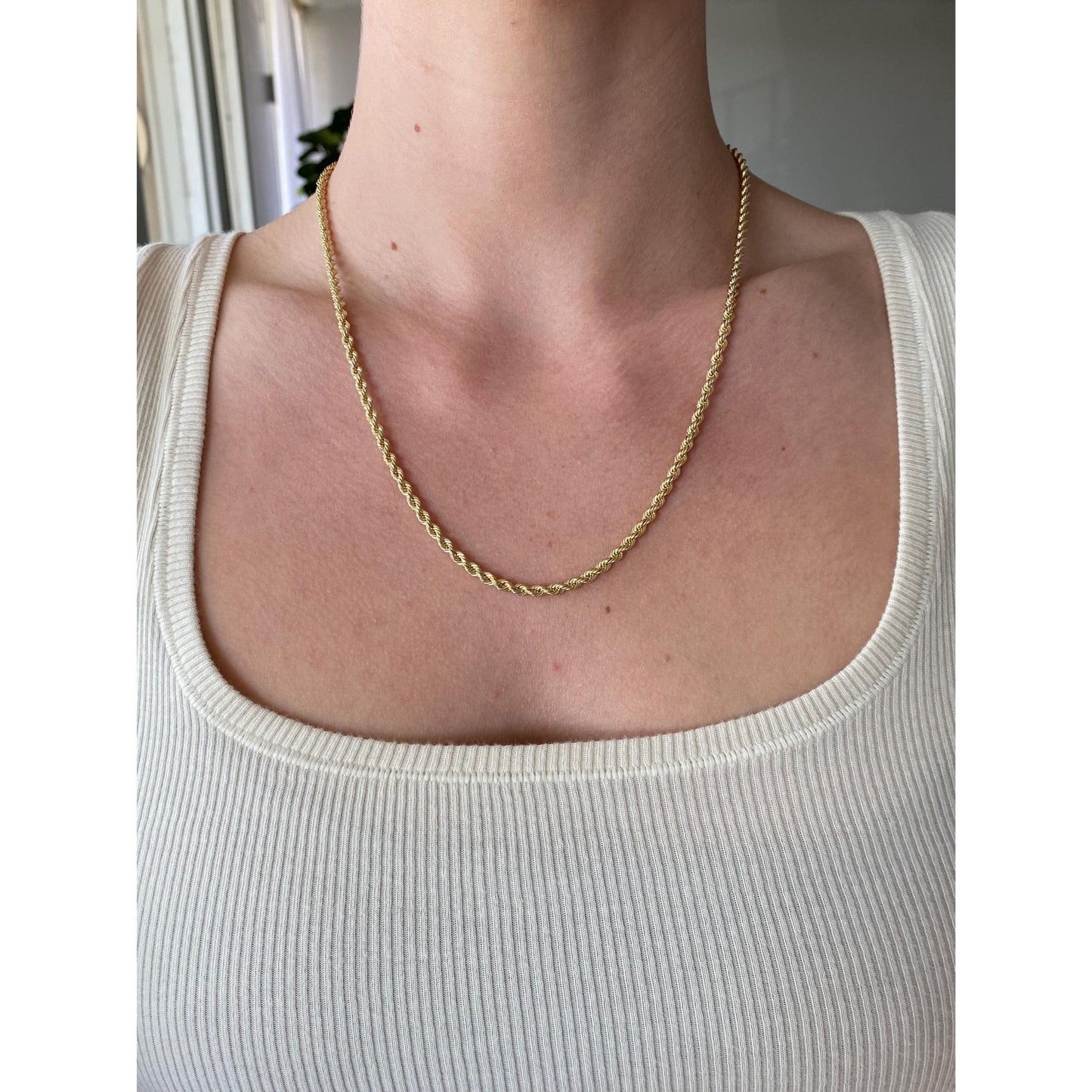 Vintage Solid 14k Yellow Gold Rope Chain Necklace - 20 inches