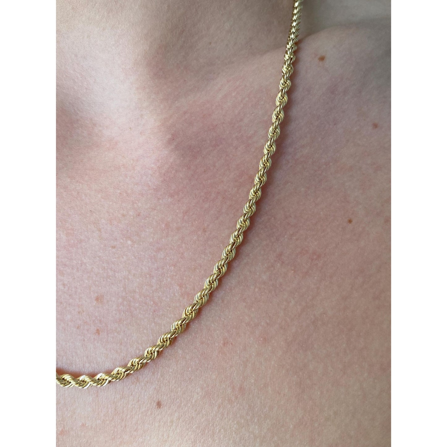 Vintage Solid 14k Yellow Gold Rope Chain Necklace - 20 inches