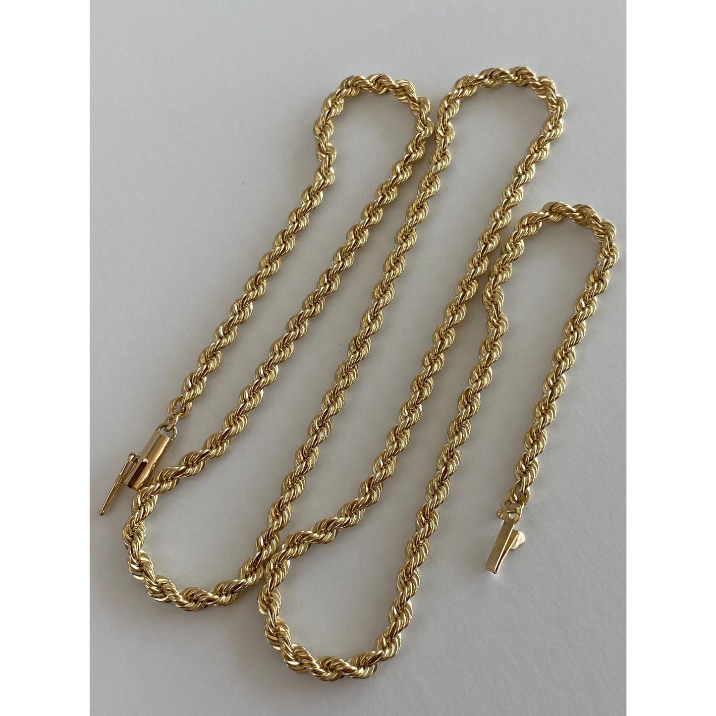 Vintage Solid 14k Yellow Gold Rope Chain Necklace - 20 inches