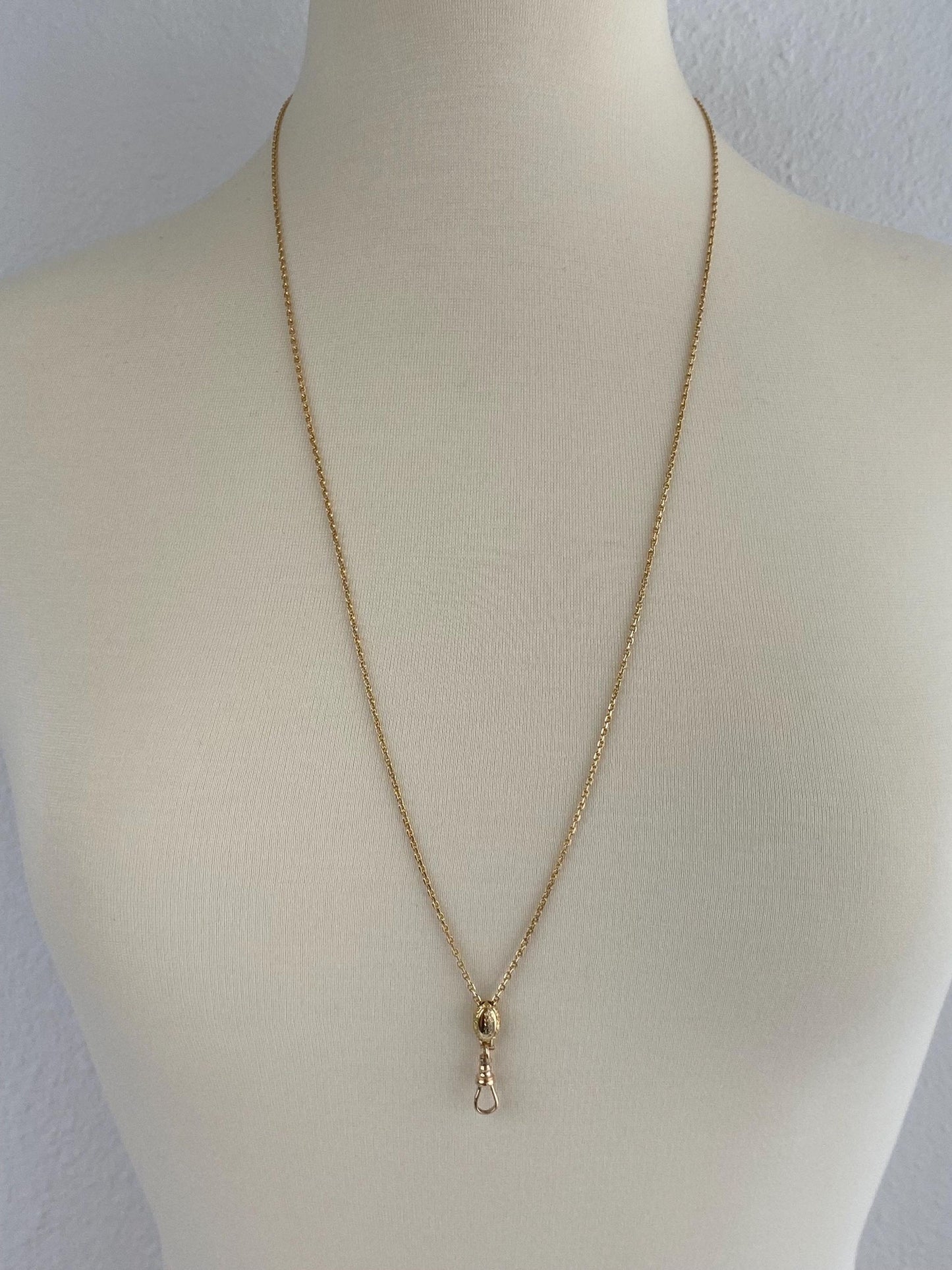 Vintage Solid 14k Yellow Gold Adjustable Slide Biker Link Chain Charm Holder Lariat Necklace - 30.75 inches