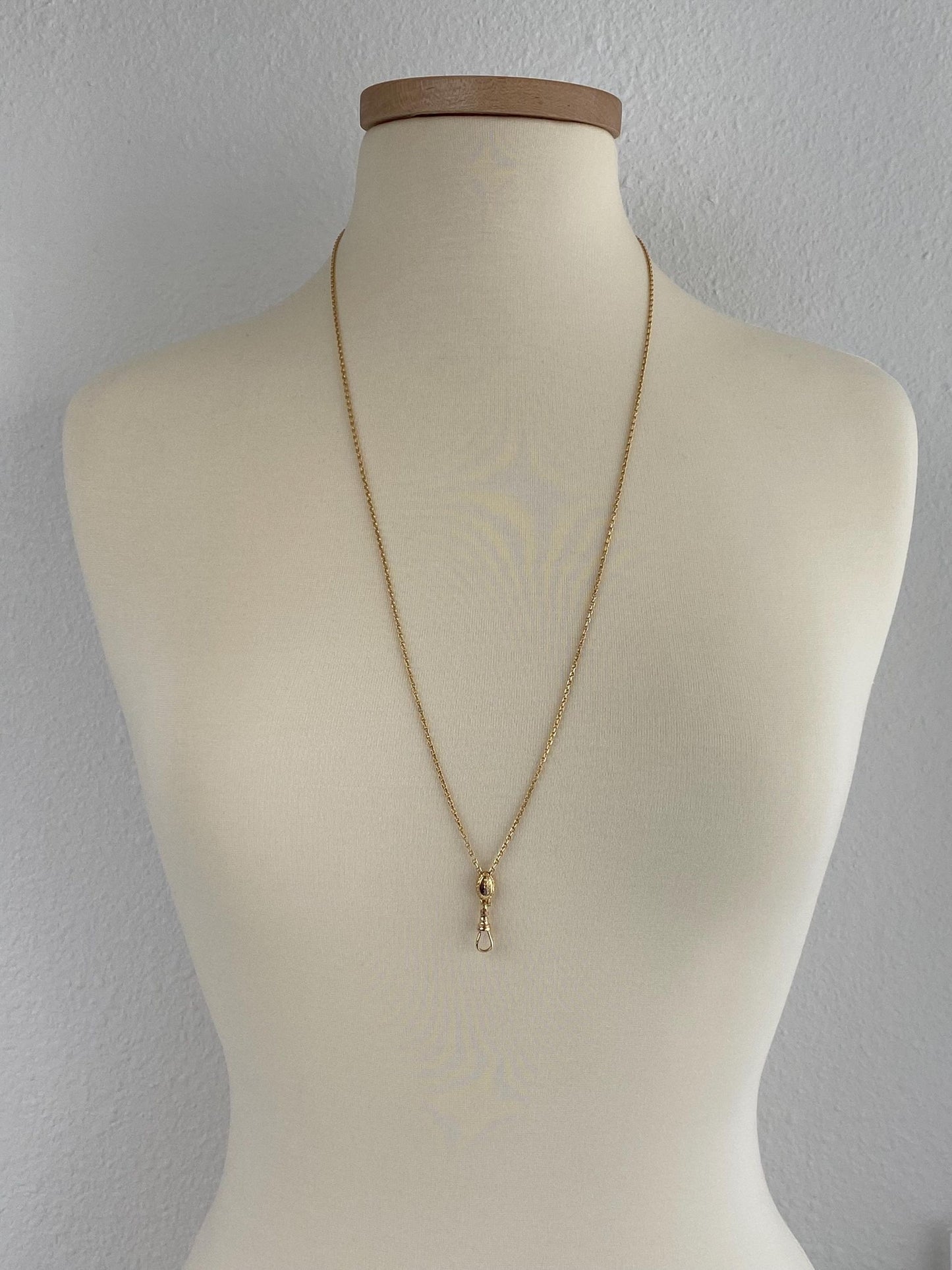Vintage Solid 14k Yellow Gold Adjustable Slide Biker Link Chain Charm Holder Lariat Necklace - 30.75 inches