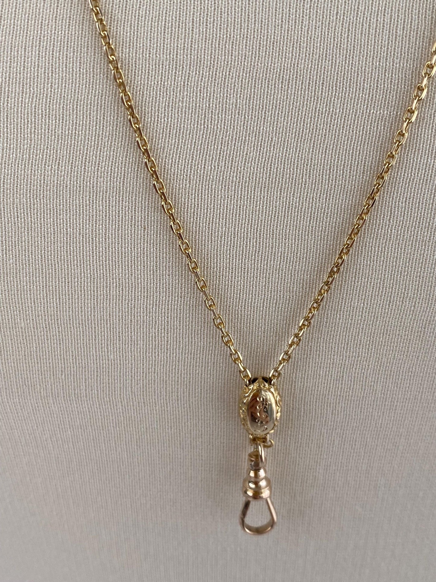 Vintage Solid 14k Yellow Gold Adjustable Slide Biker Link Chain Charm Holder Lariat Necklace - 30.75 inches