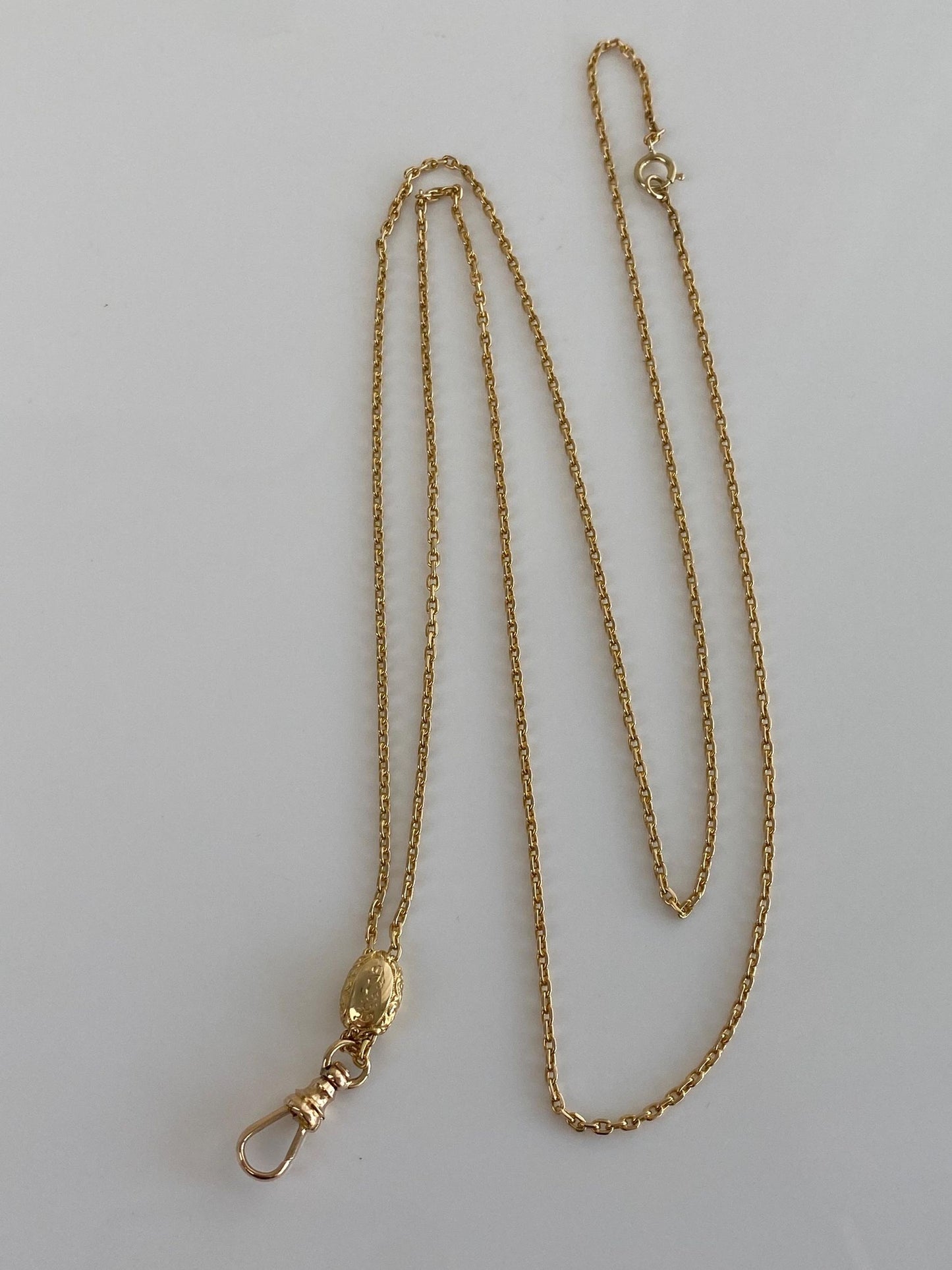 Vintage Solid 14k Yellow Gold Adjustable Slide Biker Link Chain Charm Holder Lariat Necklace - 30.75 inches