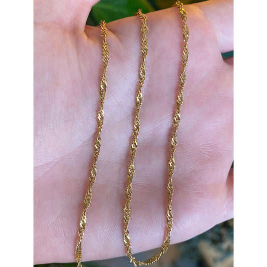 Vintage Solid 18k Yellow Gold Twist Chain Necklace - 15.5 inches