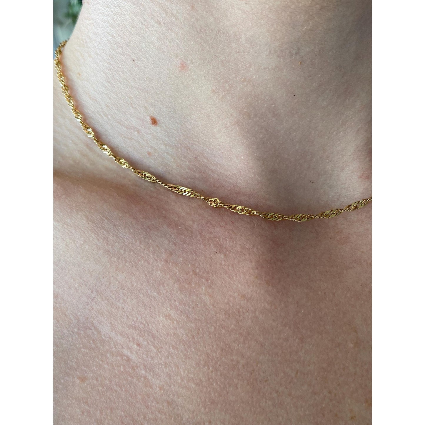 Vintage Solid 18k Yellow Gold Twist Chain Necklace - 15.5 inches