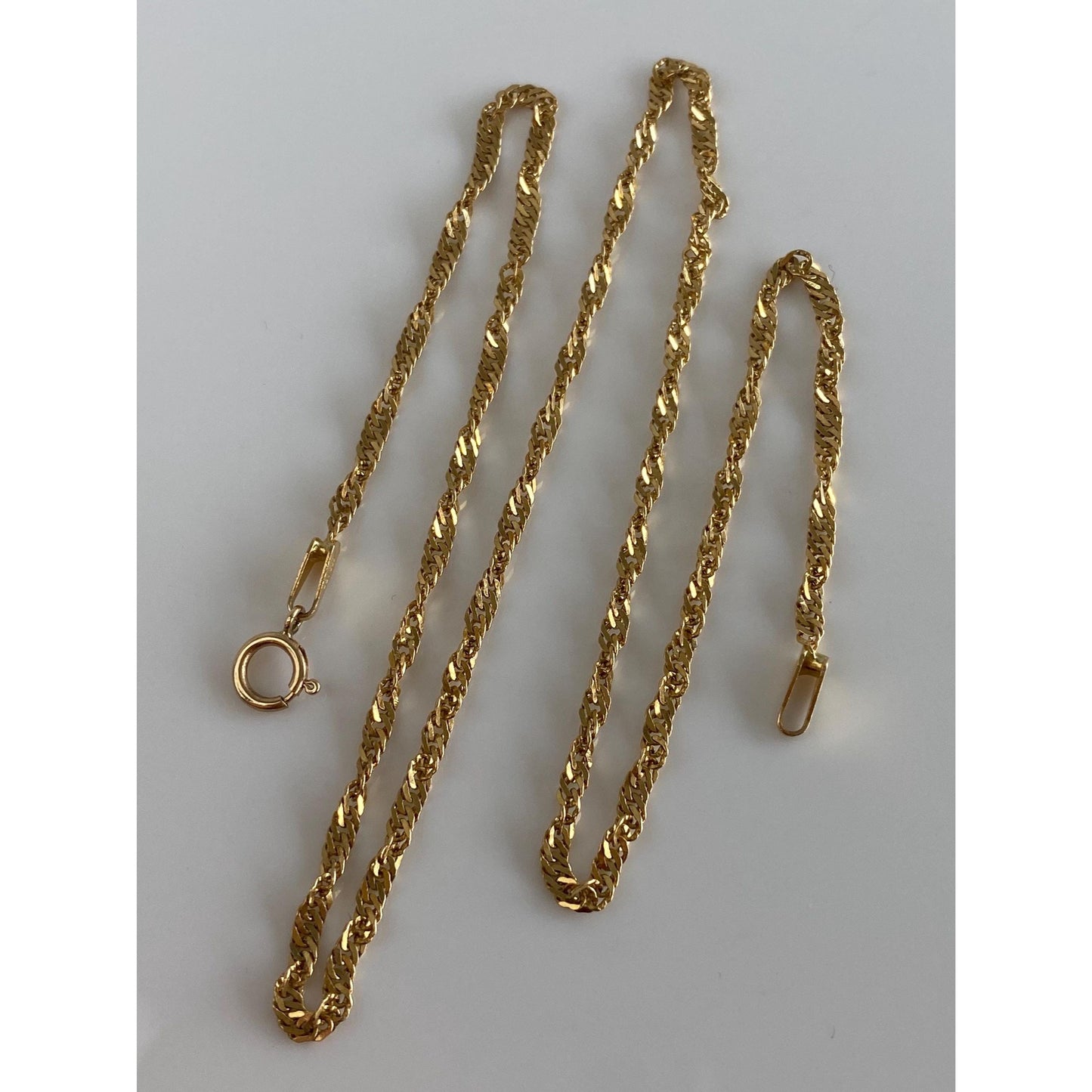 Vintage Solid 18k Yellow Gold Twist Chain Necklace - 15.5 inches