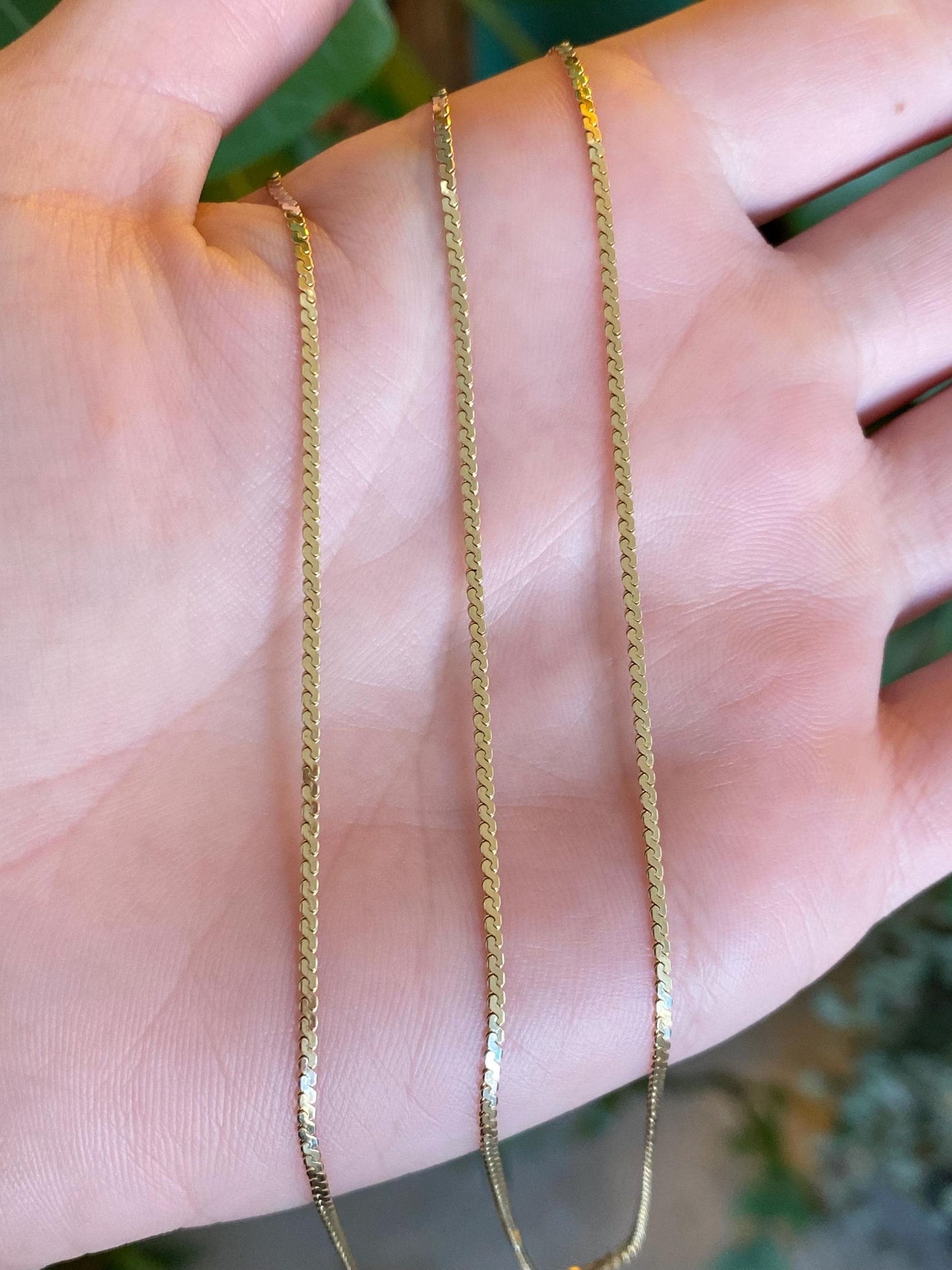 Vintage Solid 14k Yellow Gold Long Serpentine Chain Necklace - 28.5 inches