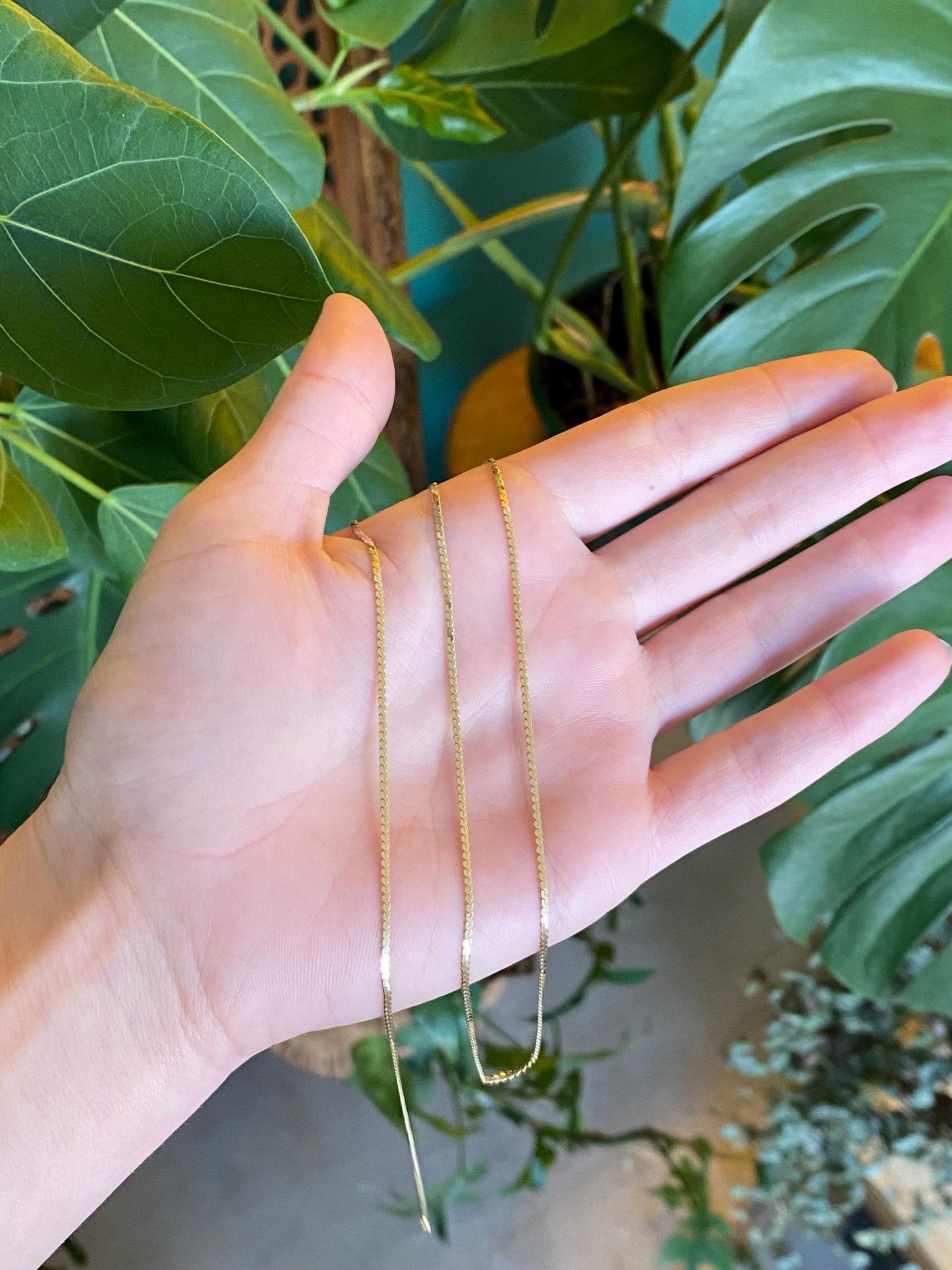 Vintage Solid 14k Yellow Gold Long Serpentine Chain Necklace - 28.5 inches