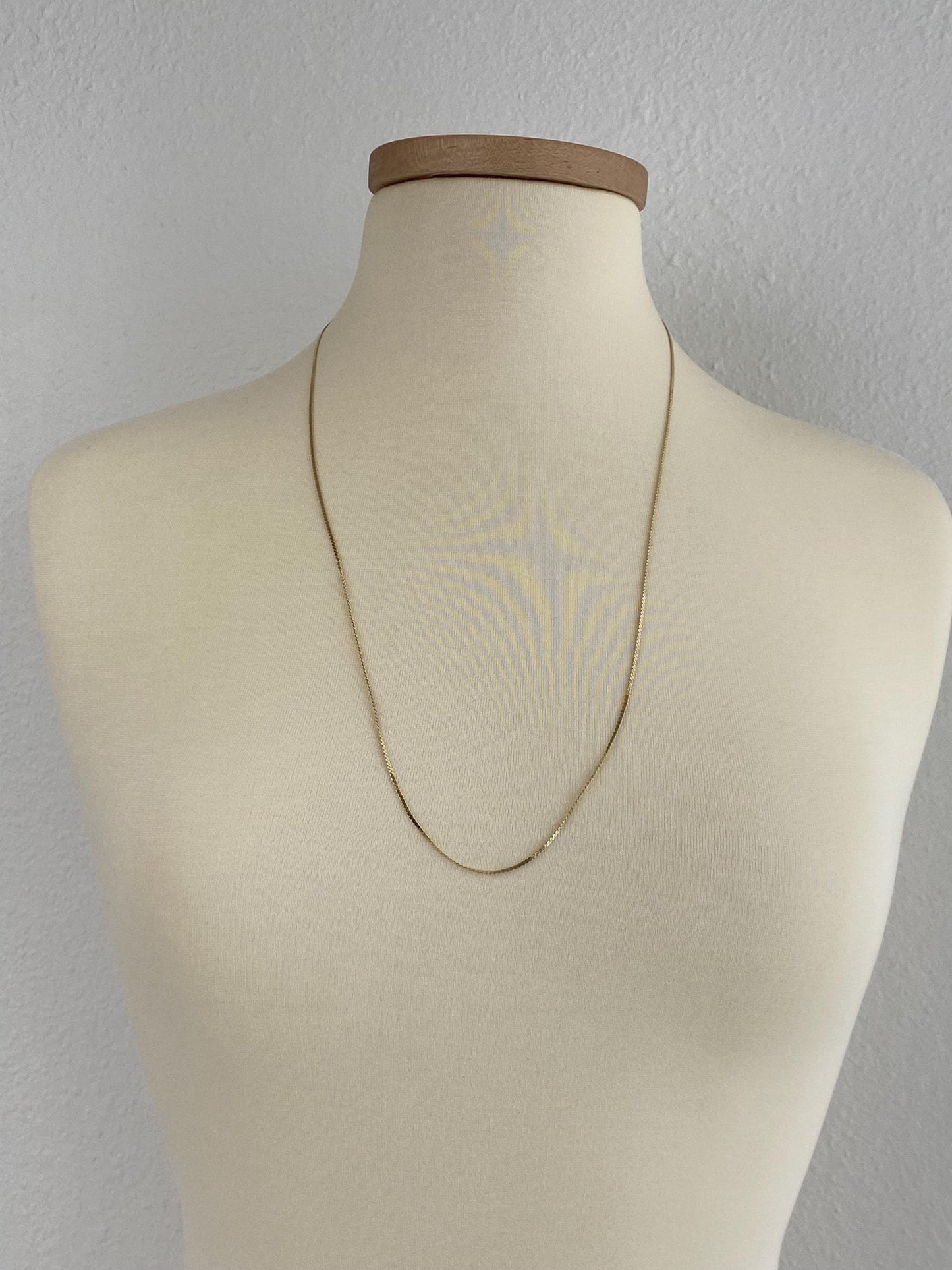 Vintage Solid 14k Yellow Gold Long Serpentine Chain Necklace - 28.5 inches
