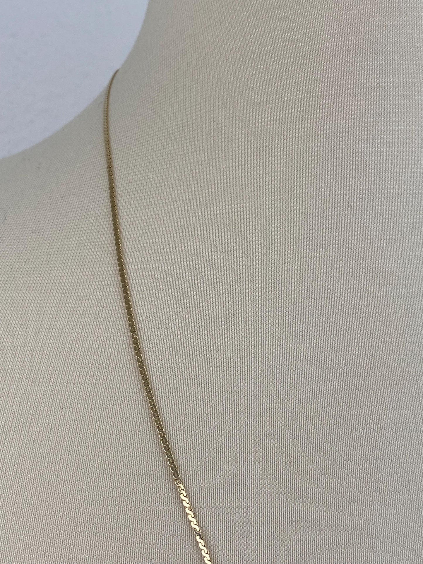 Vintage Solid 14k Yellow Gold Long Serpentine Chain Necklace - 28.5 inches