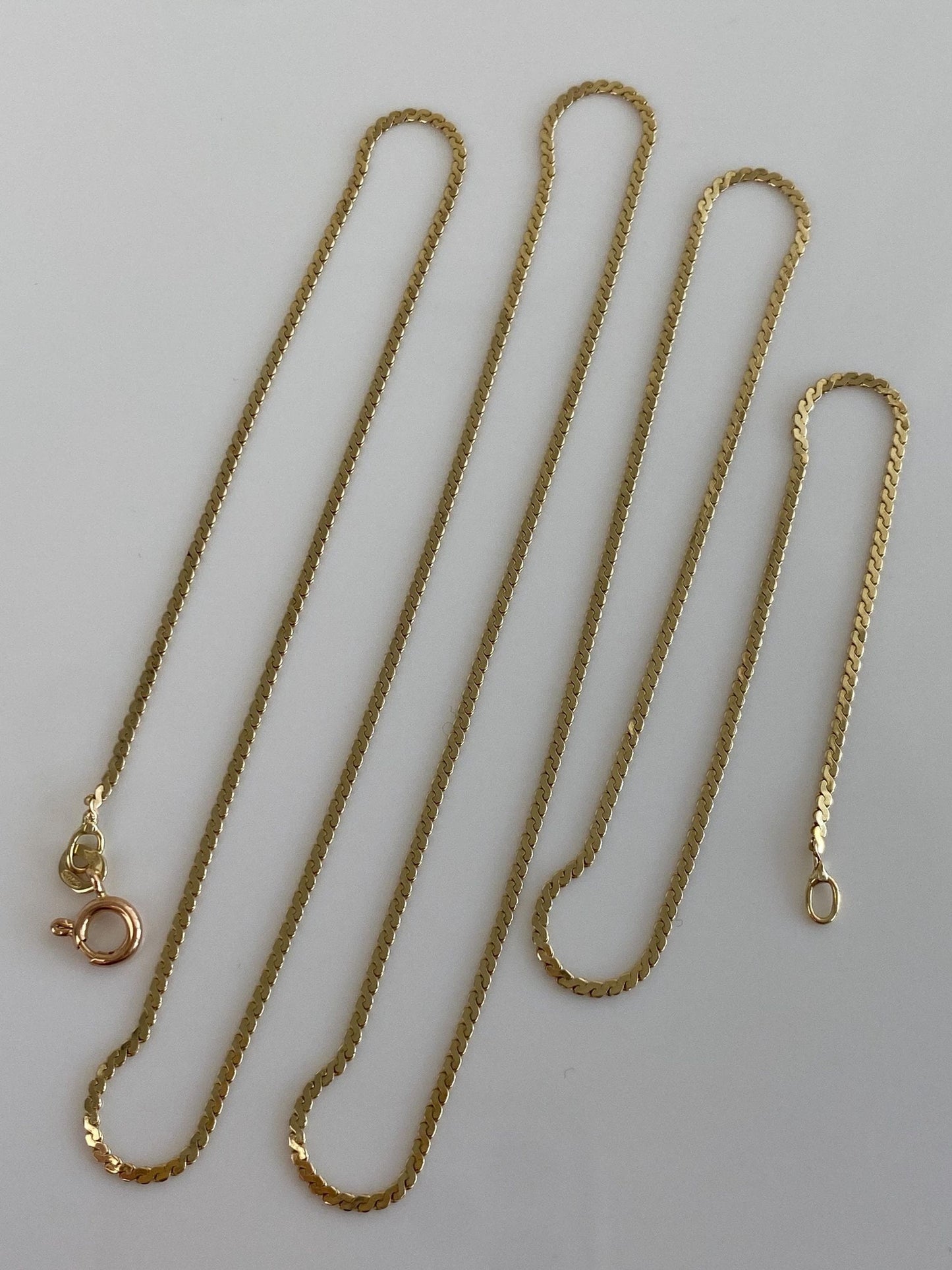 Vintage Solid 14k Yellow Gold Long Serpentine Chain Necklace - 28.5 inches