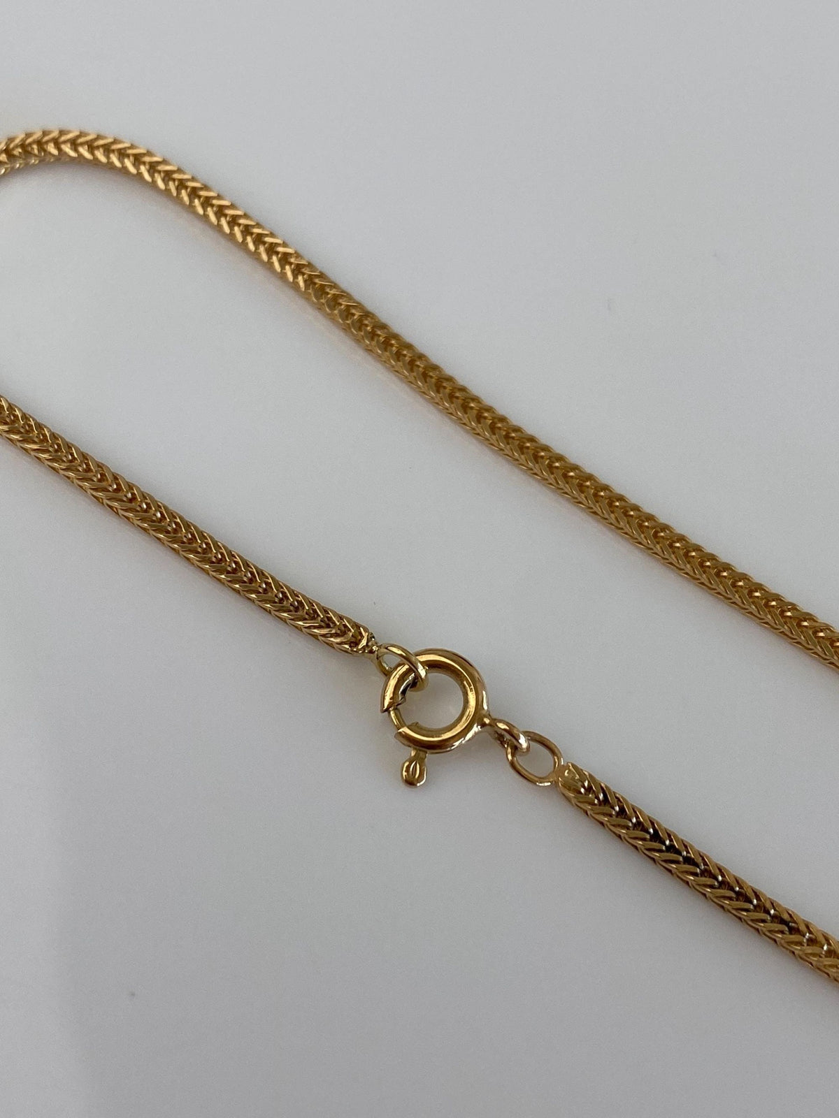 Vintage Solid 18k Yellow Gold Wheat Chain Bracelet - 7 Inches