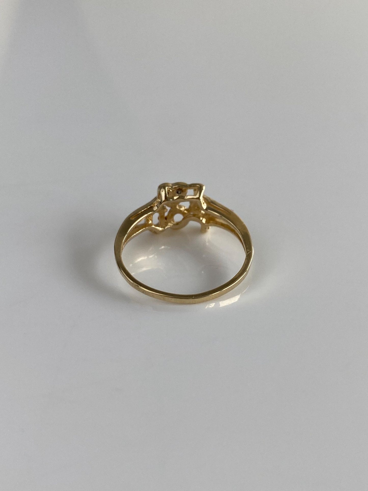 Vintage Solid 10k White & Yellow Gold Diamond 'I Love You' Ring - Size 5.75