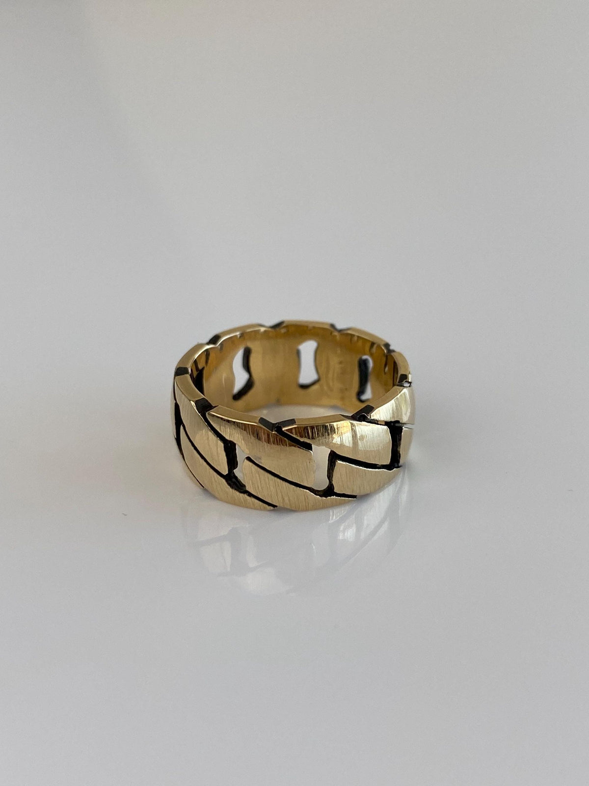 Vintage Solid 14k Yellow Gold Chain Design Ring Band - Size 6