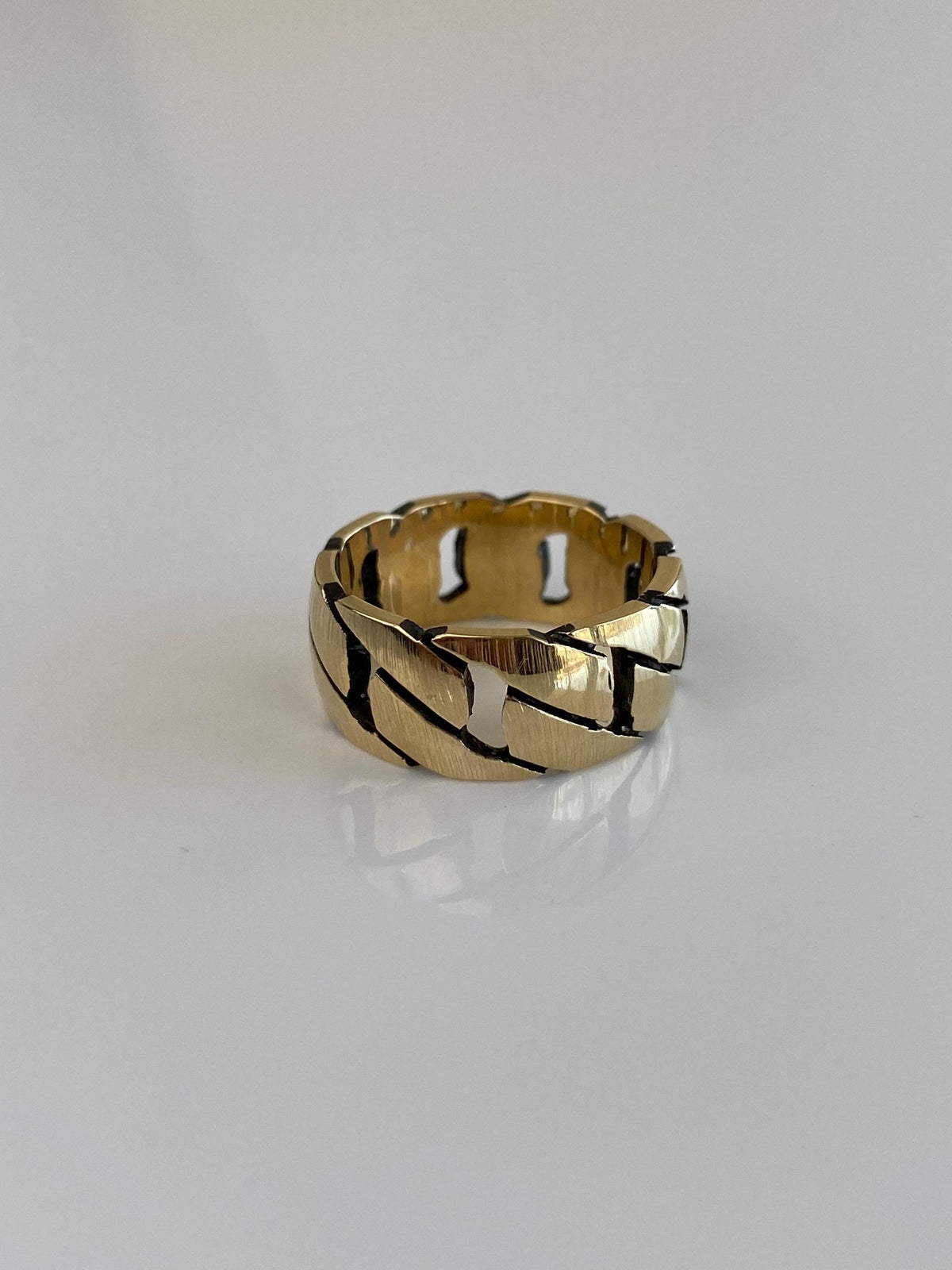 Vintage Solid 14k Yellow Gold Chain Design Ring Band - Size 6