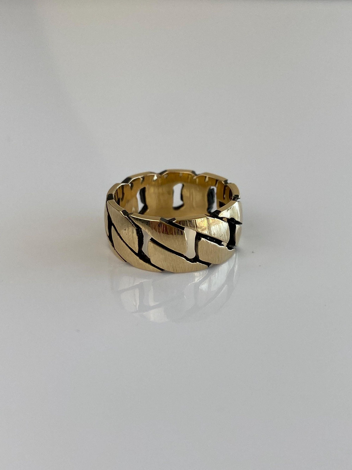 Vintage Solid 14k Yellow Gold Chain Design Ring Band - Size 6