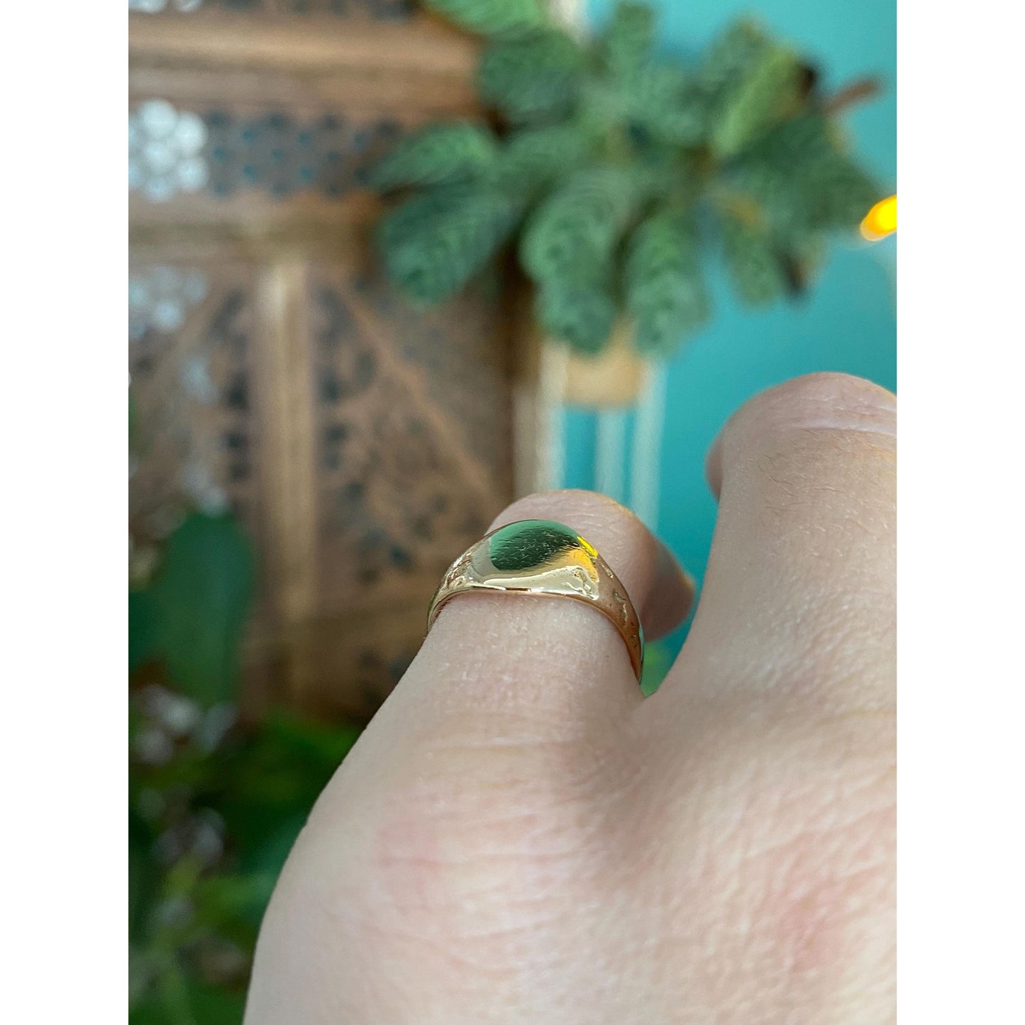 Vintage Solid 14k Yellow Gold Design Signet Ring - Size 3.75