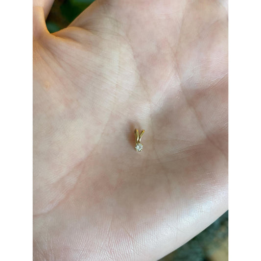 Vintage Solid 14k Yellow Gold Tiny Diamond Charm