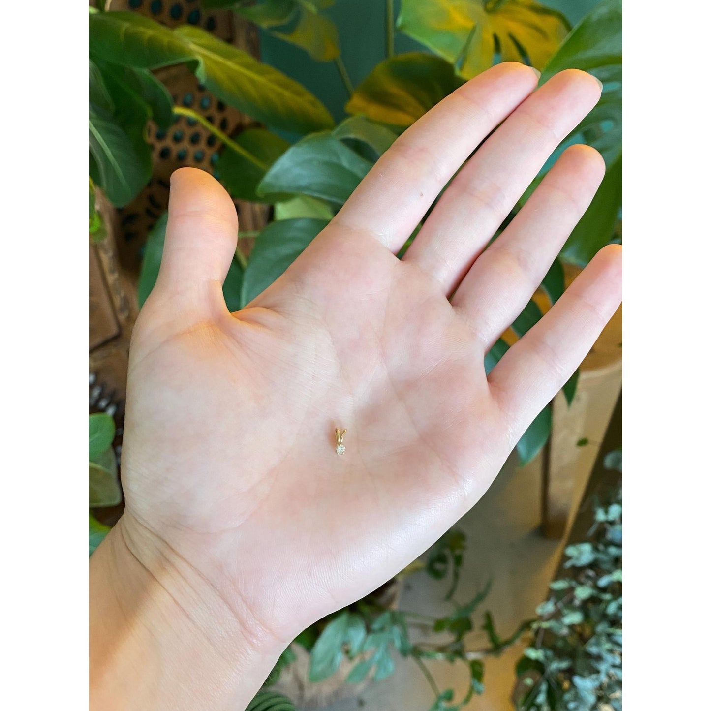 Vintage Solid 14k Yellow Gold Tiny Diamond Charm