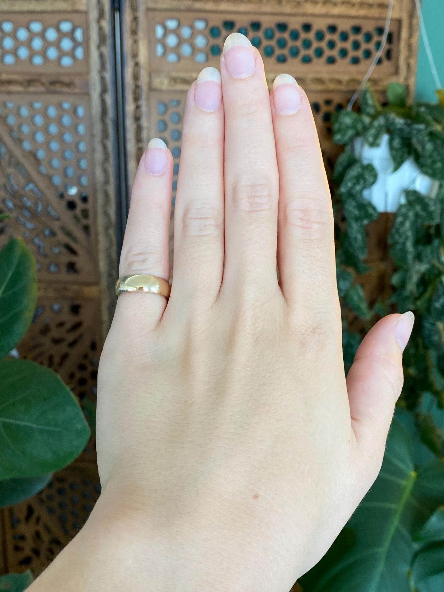 Vintage Solid 14k Yellow Gold Wide Ring Band - Size 4.25