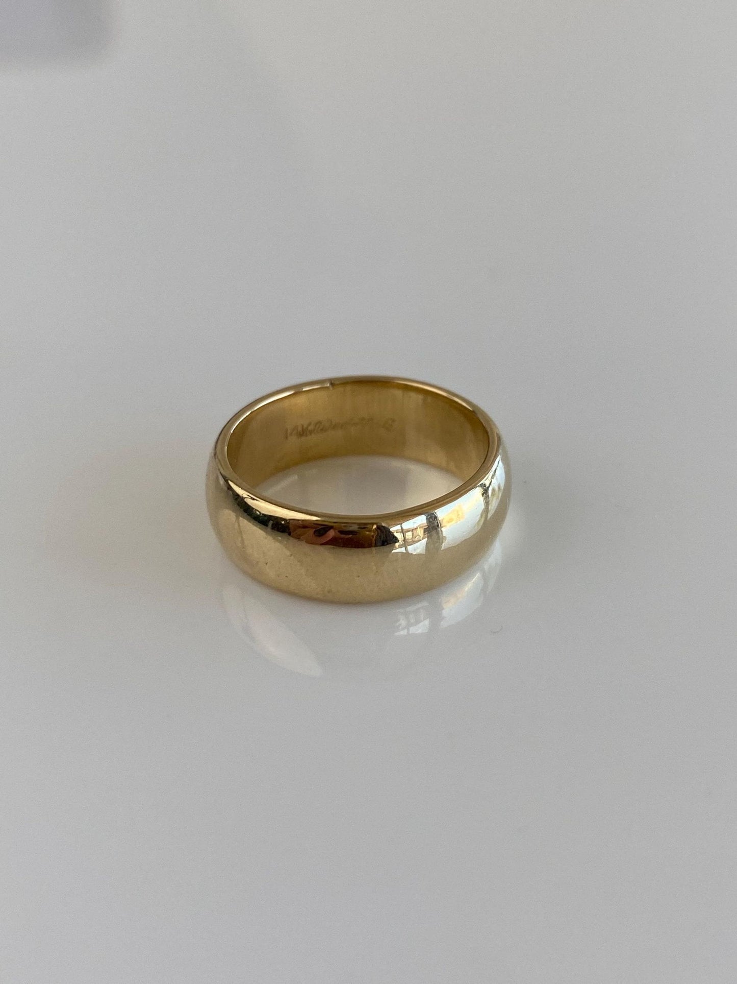Vintage Solid 14k Yellow Gold Wide Ring Band - Size 4.25