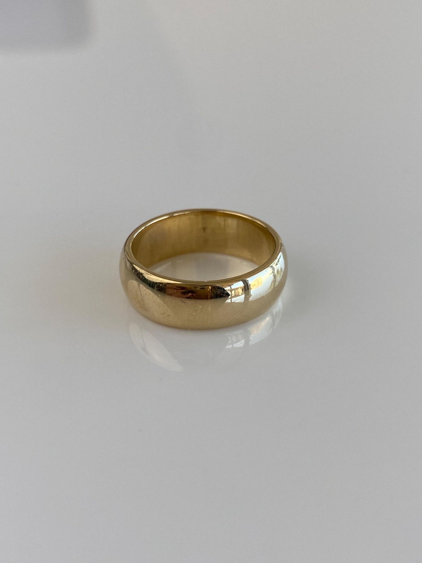 Vintage Solid 14k Yellow Gold Wide Ring Band - Size 4.25