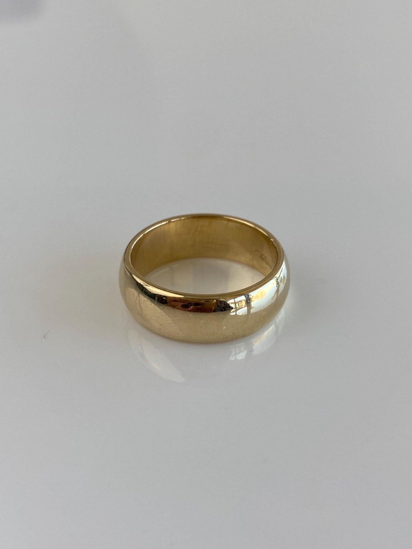 Vintage Solid 14k Yellow Gold Wide Ring Band - Size 4.25