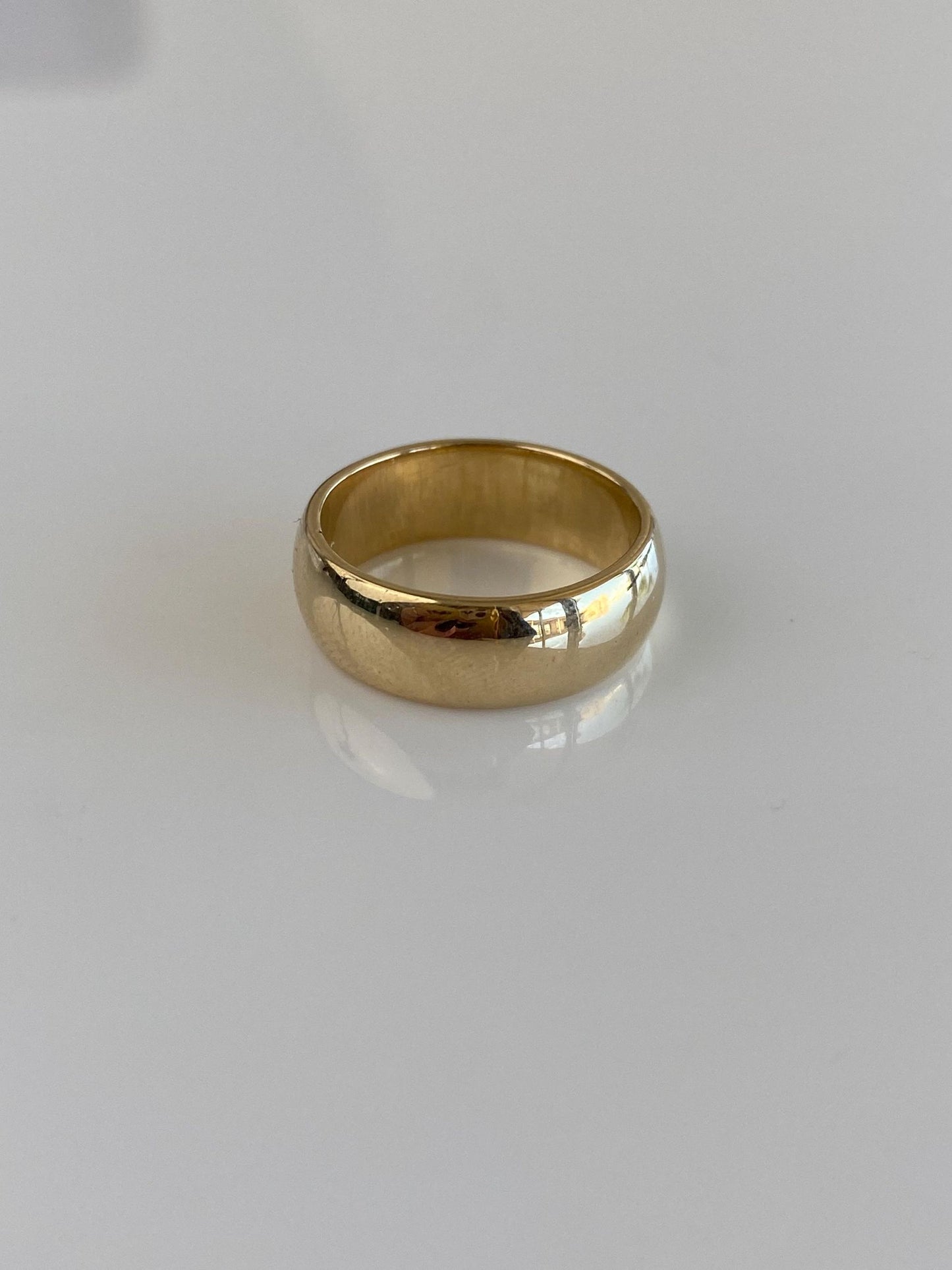 Vintage Solid 14k Yellow Gold Wide Ring Band - Size 4.25