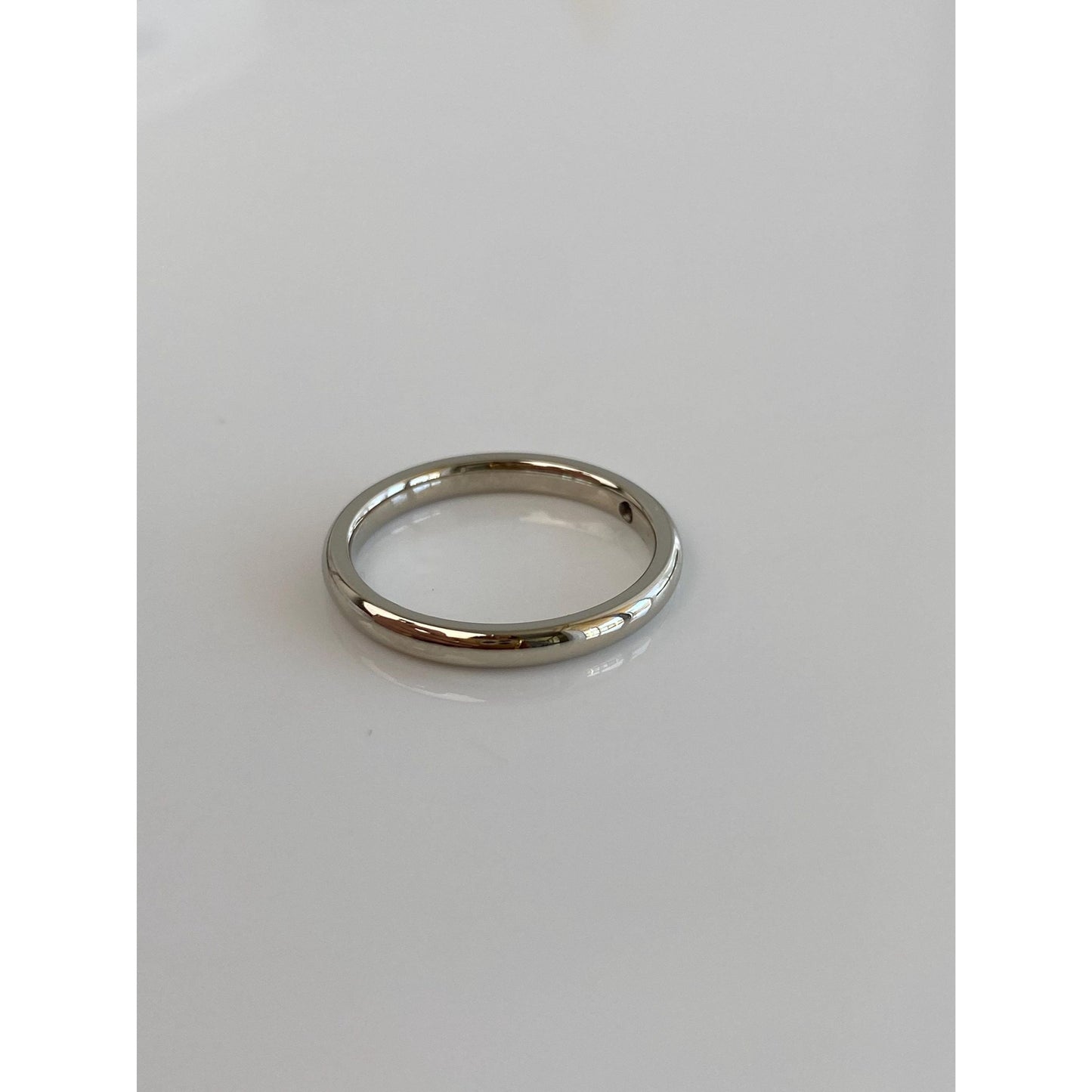 Vintage Solid 14k White Gold Clear Spinel Ring Band - Size 6.25