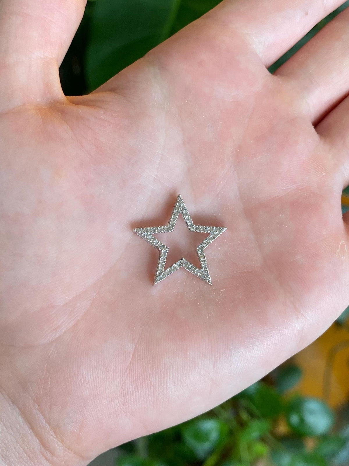Vintage Solid 10k White Gold Diamond Star Slide Charm