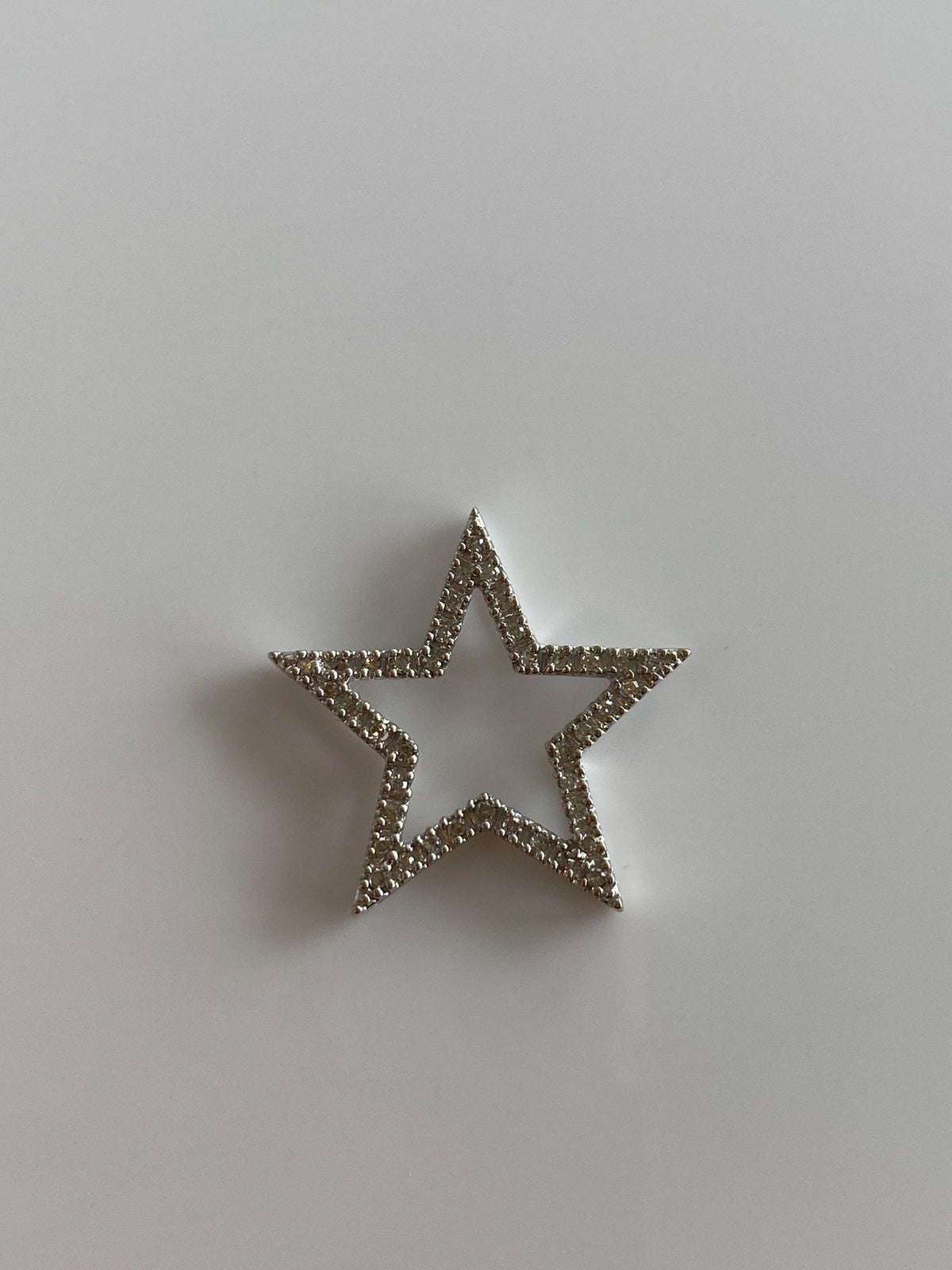 Vintage Solid 10k White Gold Diamond Star Slide Charm
