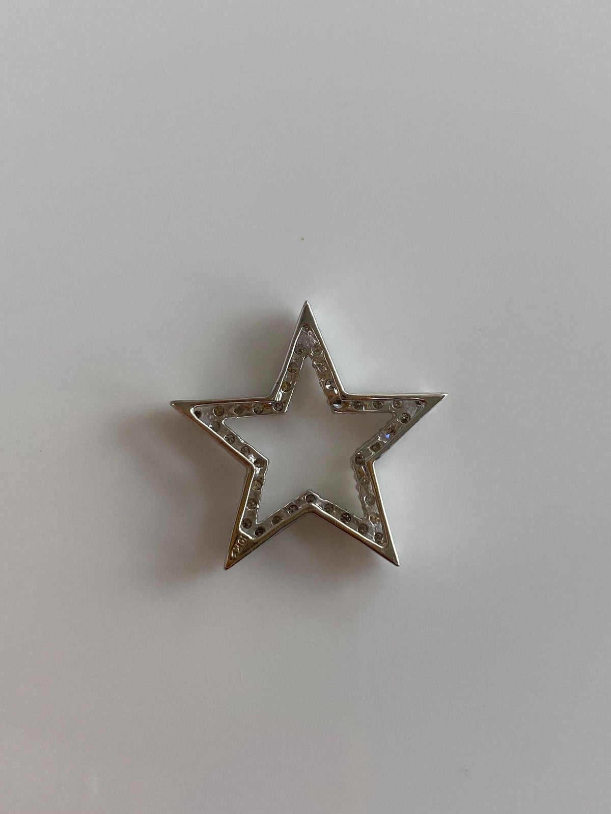 Vintage Solid 10k White Gold Diamond Star Slide Charm