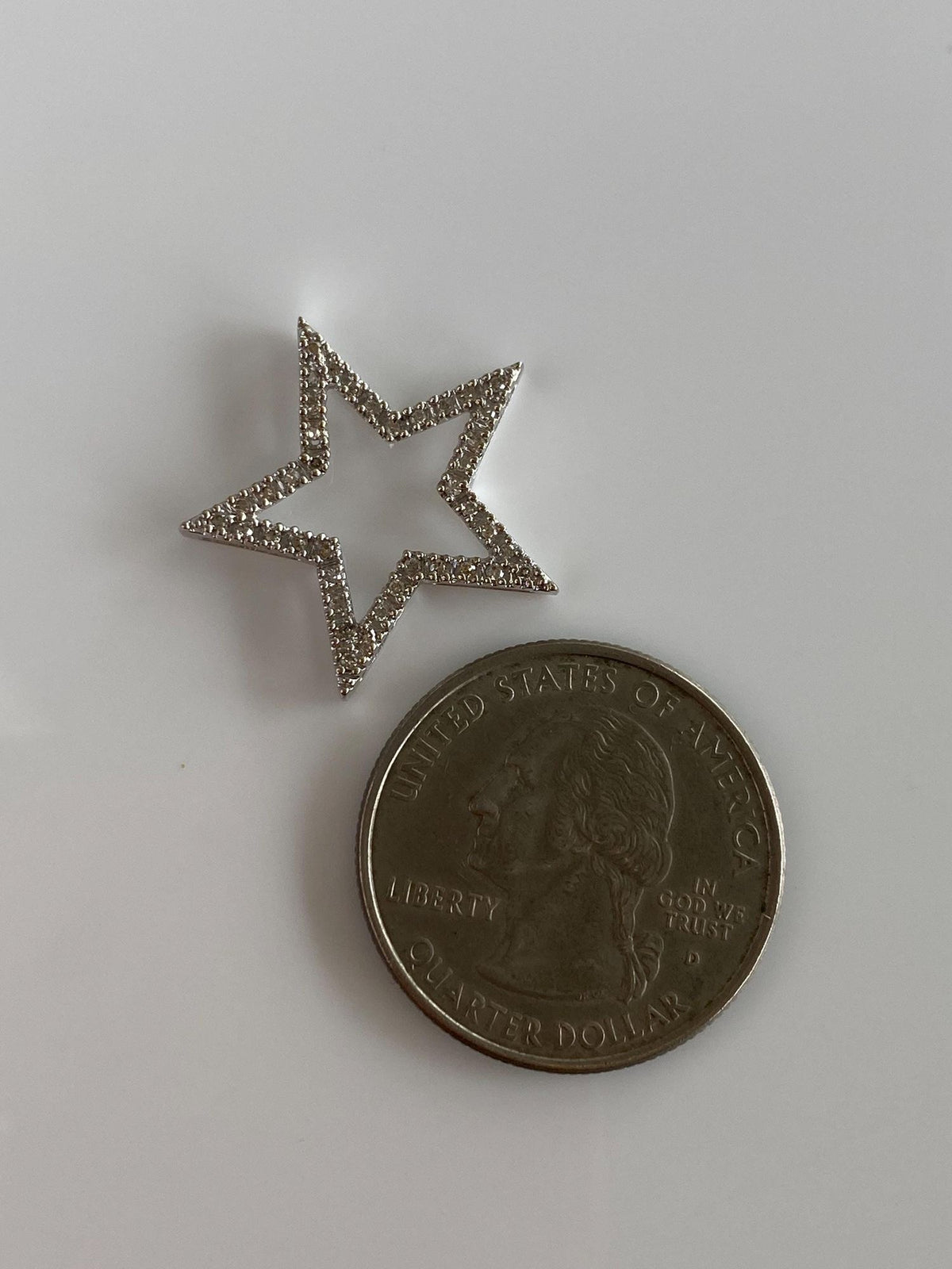 Vintage Solid 10k White Gold Diamond Star Slide Charm