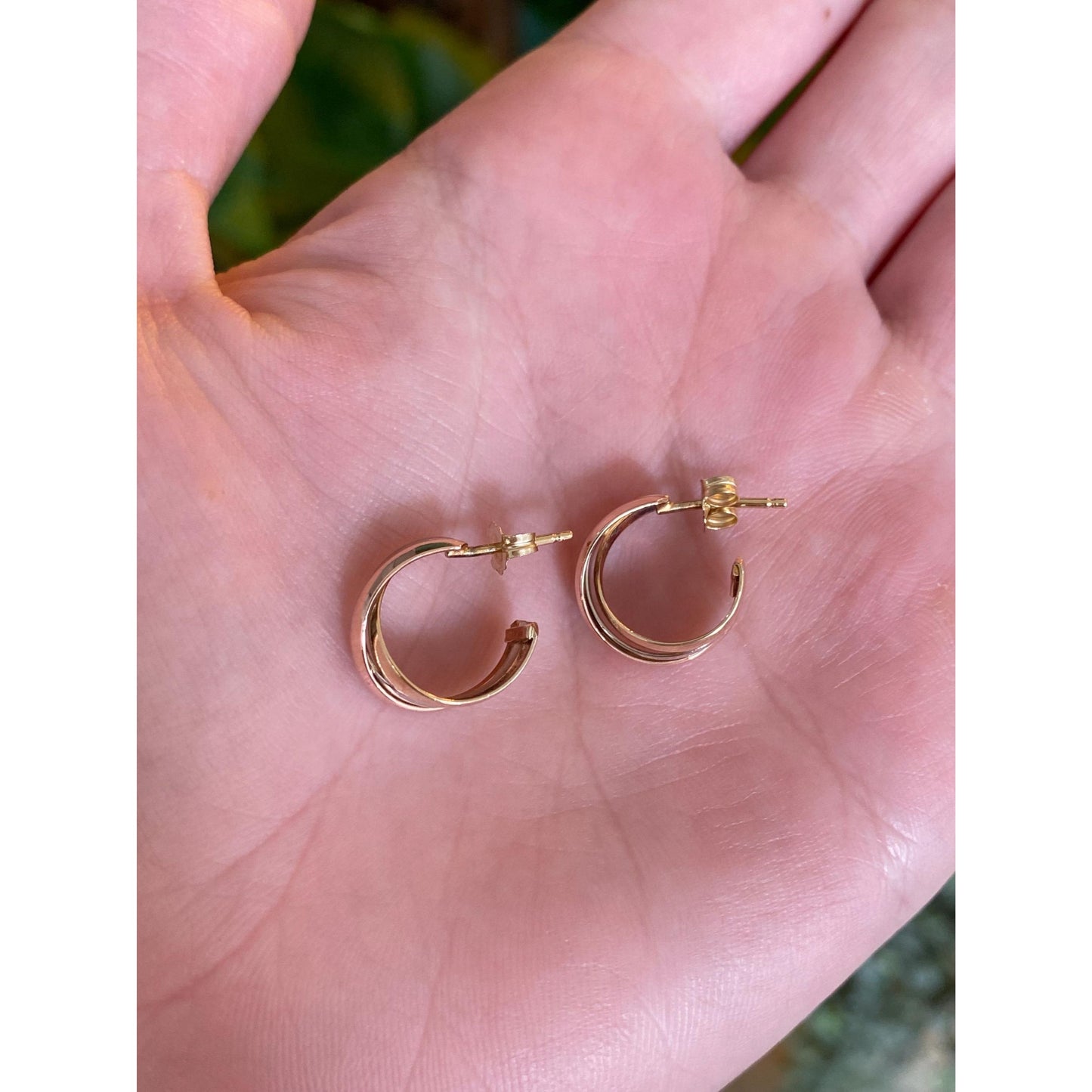 Vintage 14k Tri Tone Gold Hoop Earrings