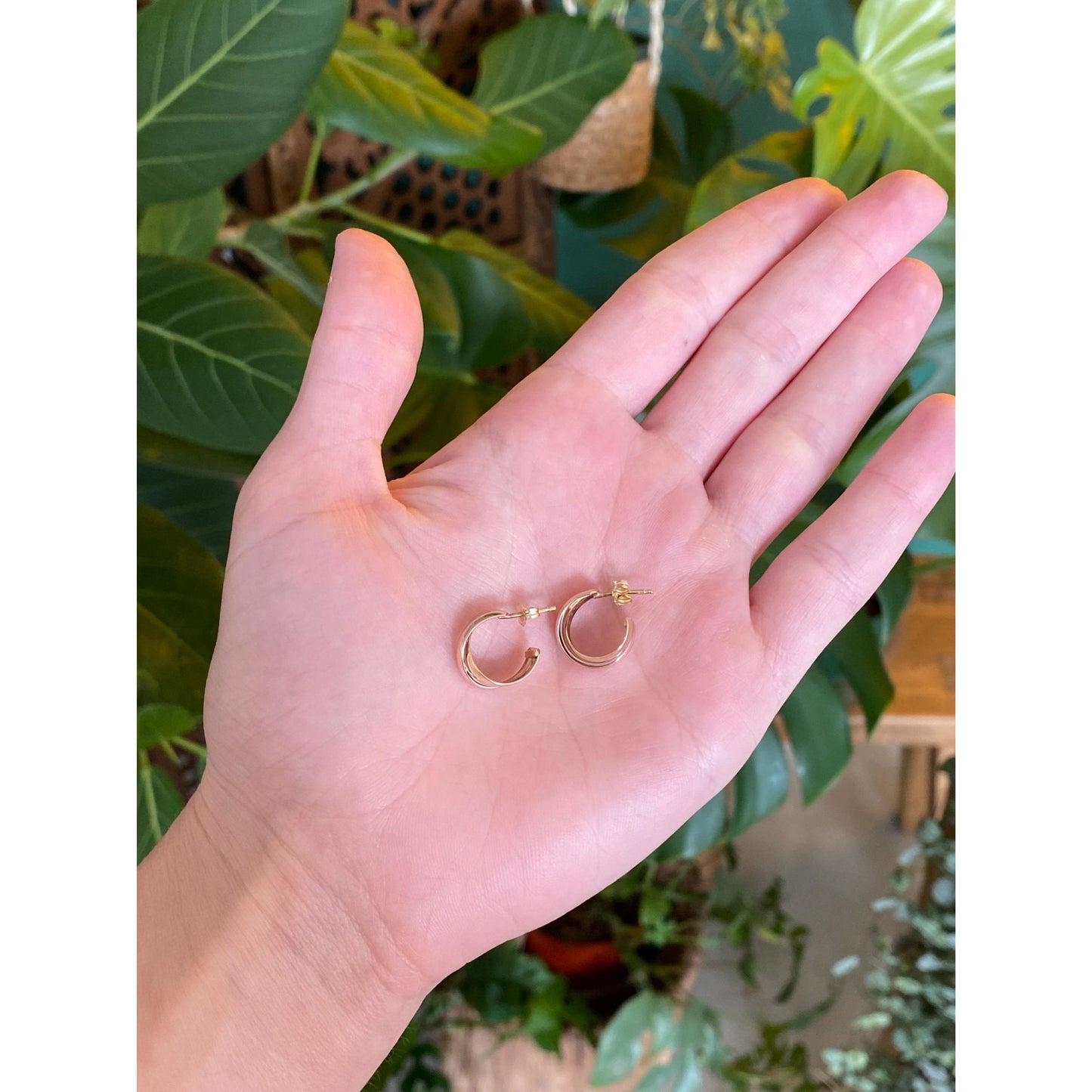 Vintage 14k Tri Tone Gold Hoop Earrings