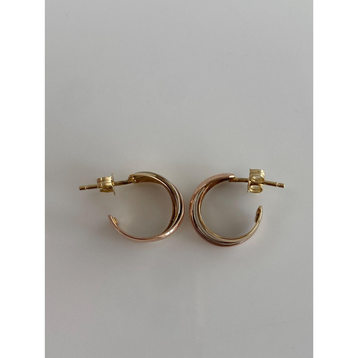 Vintage 14k Tri Tone Gold Hoop Earrings