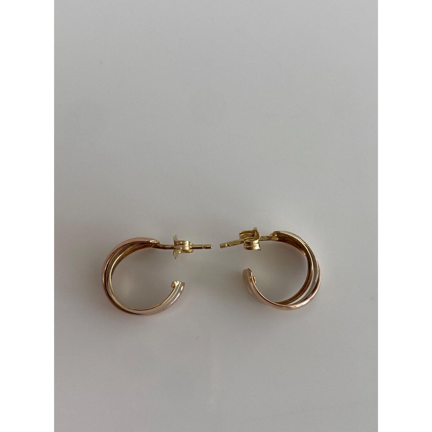 Vintage 14k Tri Tone Gold Hoop Earrings