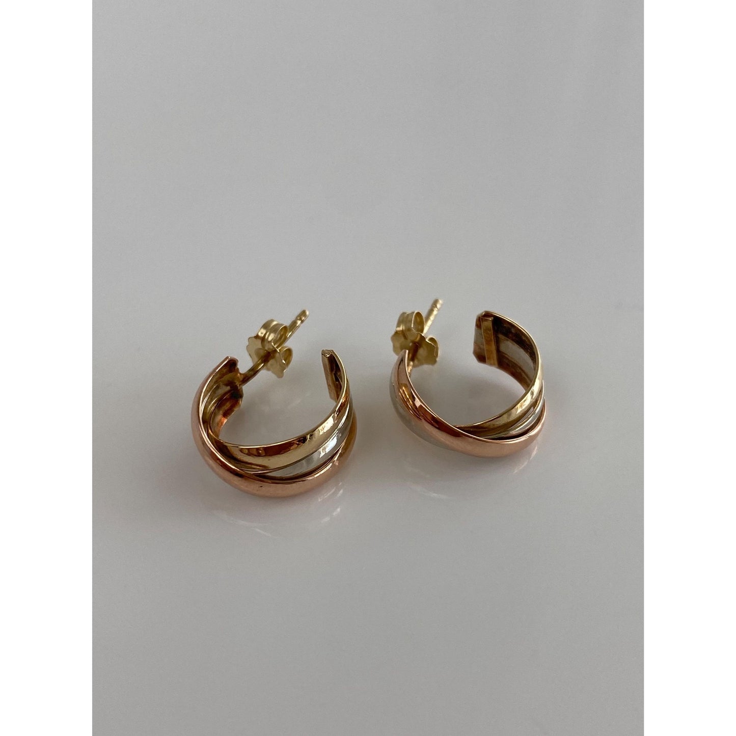 Vintage 14k Tri Tone Gold Hoop Earrings