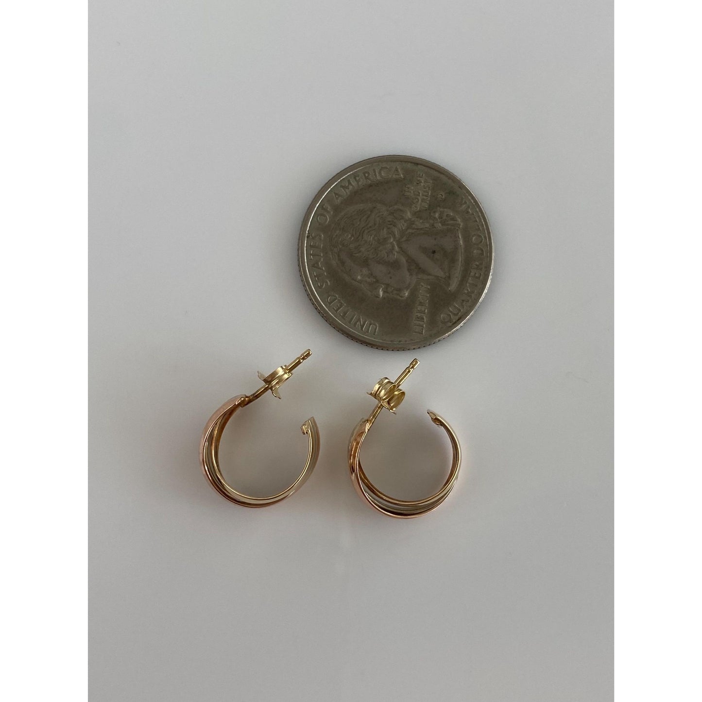 Vintage 14k Tri Tone Gold Hoop Earrings